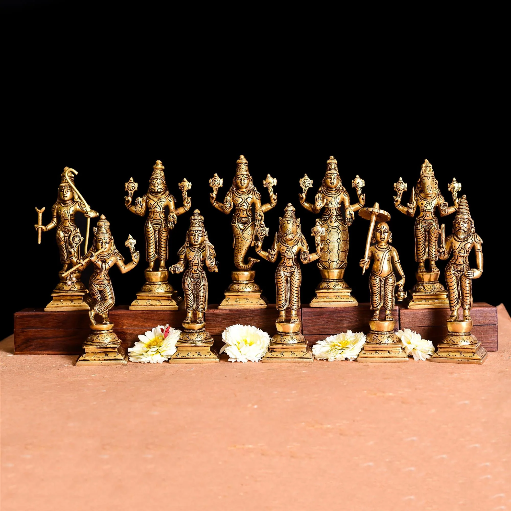 Brass Superfine Dashavatara / Vishnu Avatar Statue Set (6 Inch)