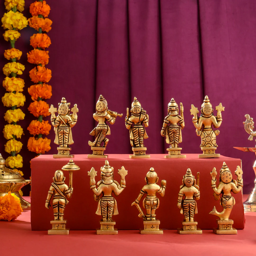 Brass Superfine Dashavatara / Vishnu Avatar Statue Set (3.5 Inch) - Image 12