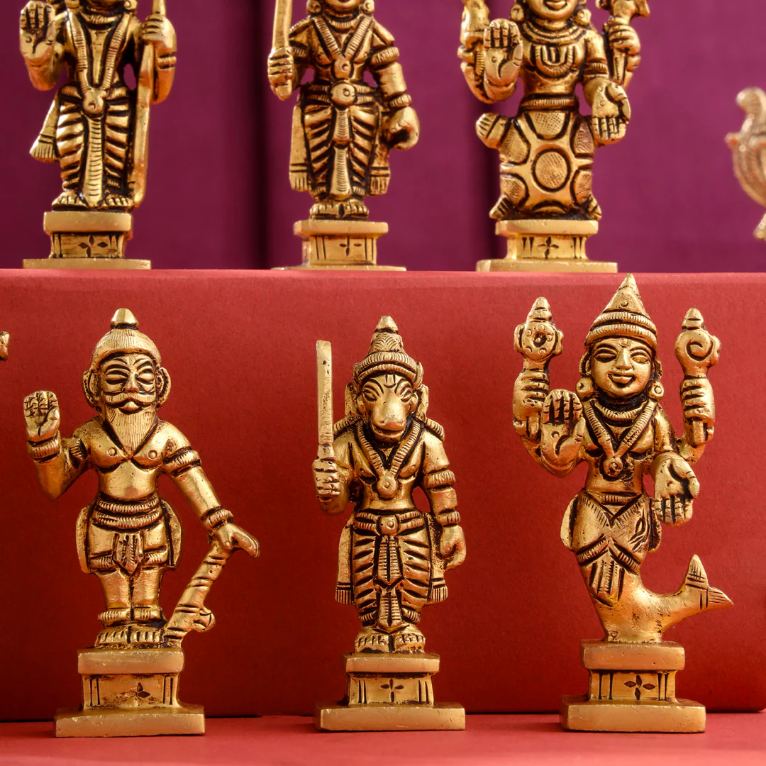 Brass Superfine Dashavatara / Vishnu Avatar Statue Set (3.5 Inch) - Image 4