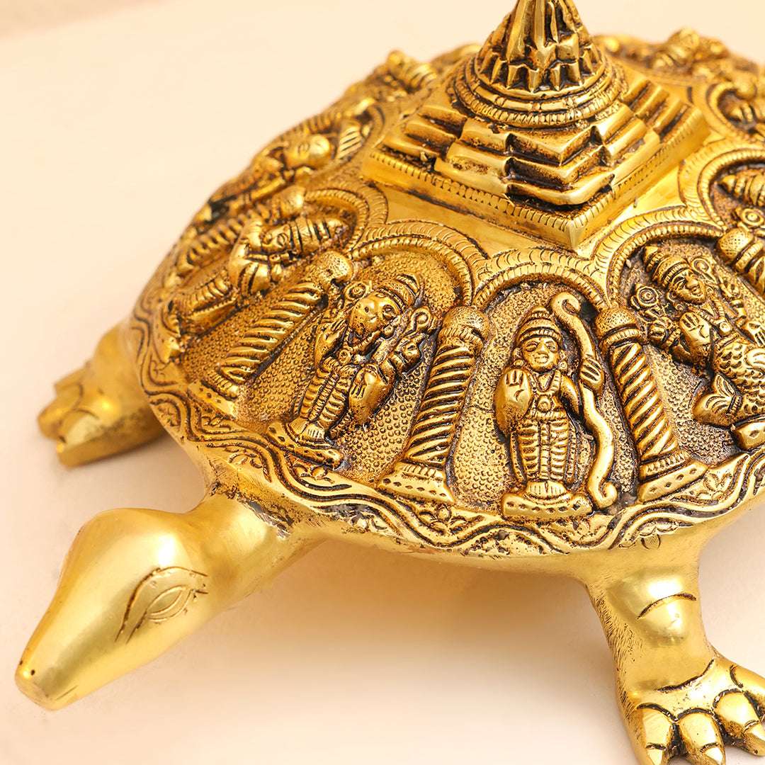 Brass Superfine Dashavatara Shree Yantra Tortoise (6 Inch) - Image 10