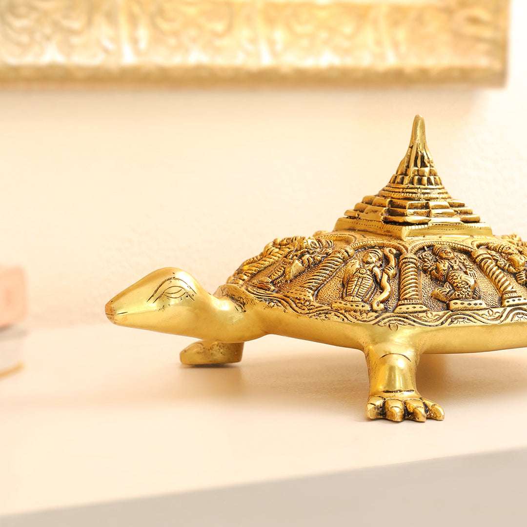 Brass Superfine Dashavatara Shree Yantra Tortoise (6 Inch) - Image 3