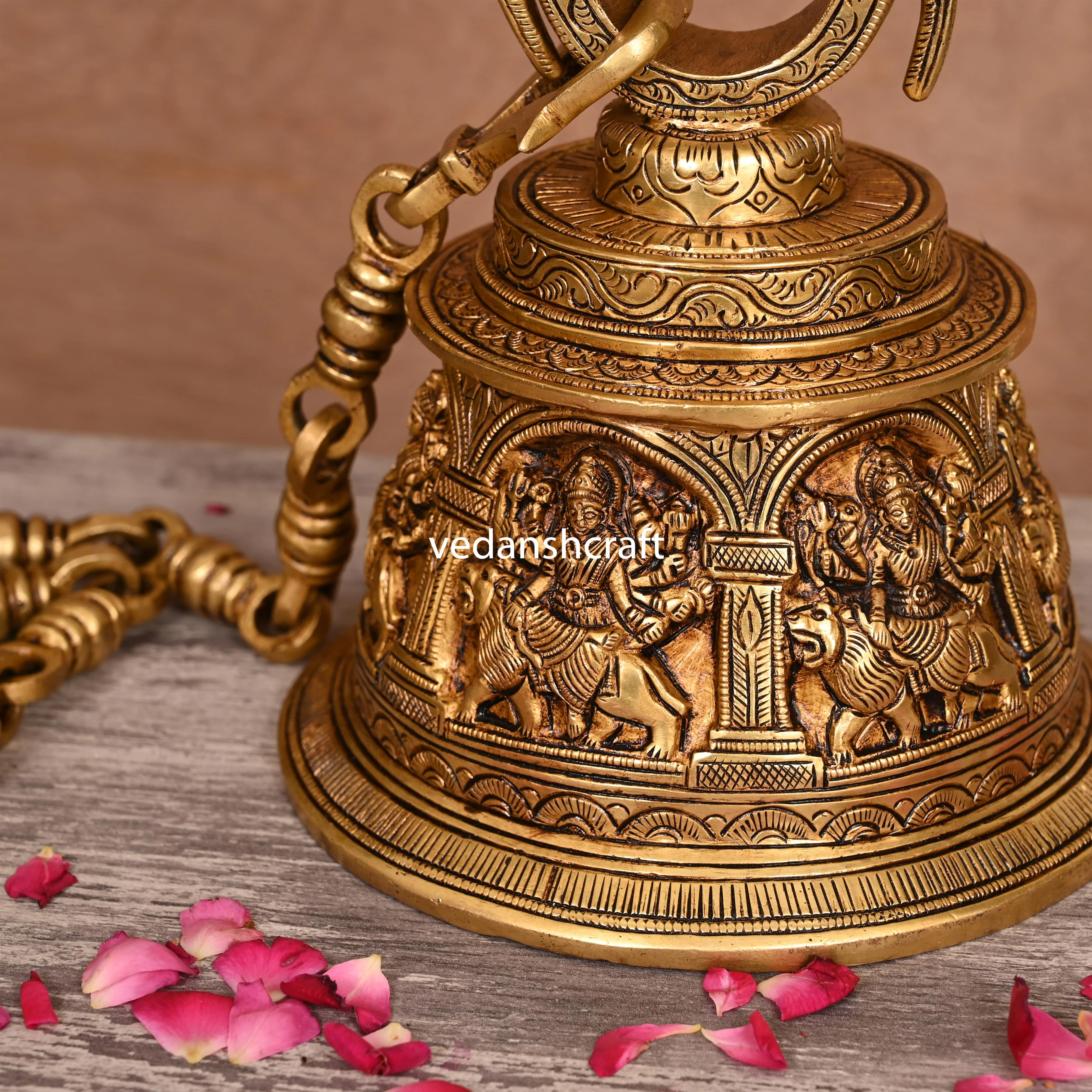 Brass Superfine Durga Wall Hanging Temple Bell (32.5 Inch) - Image 3
