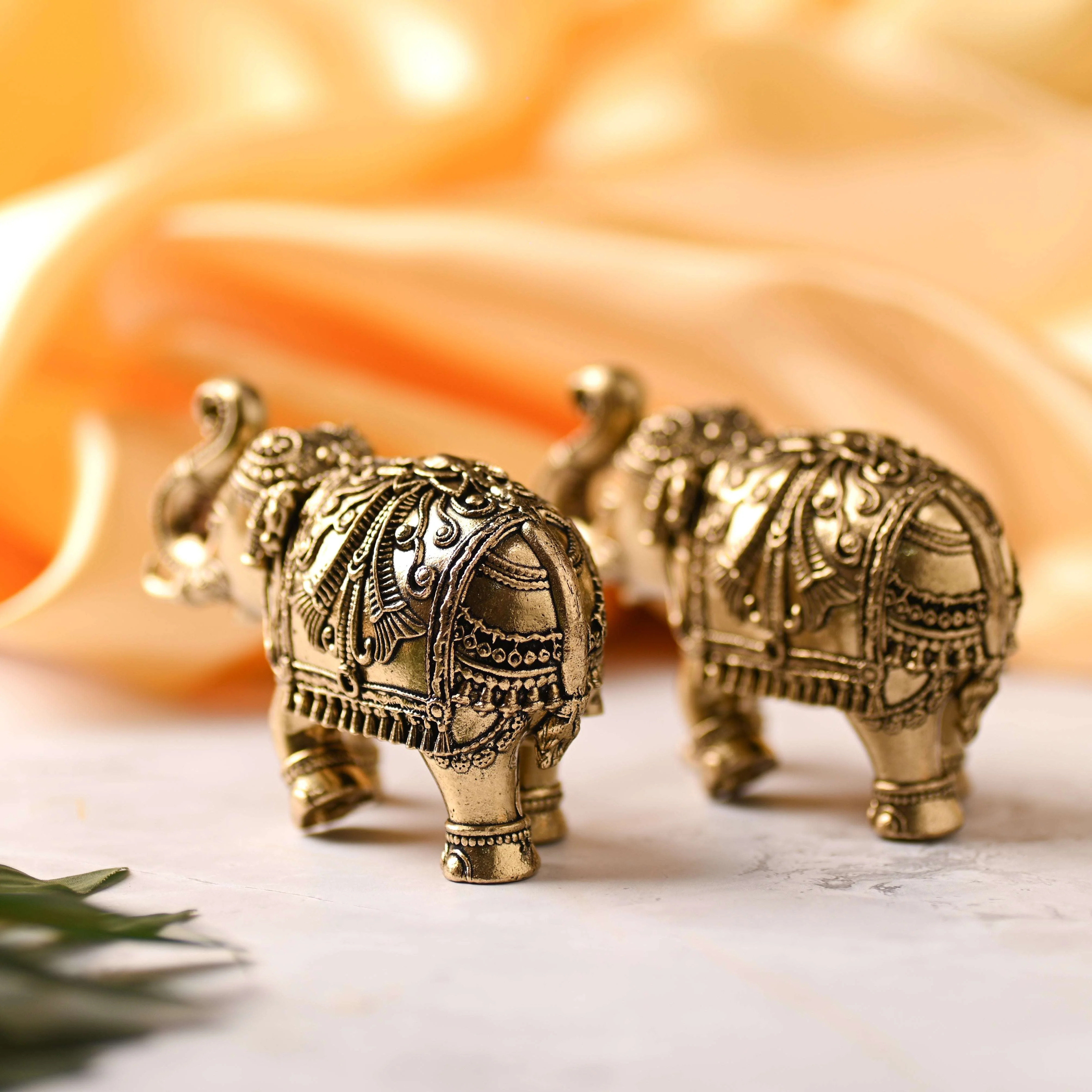 Brass Superfine Elephant Lightweight Statue Pair - Image 4