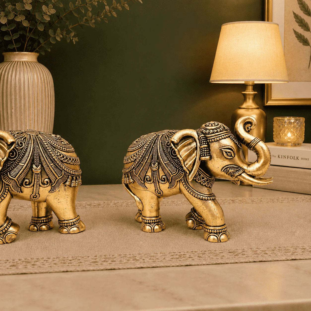 Brass Superfine Elephant Lightweight Statue Pair - Image 8