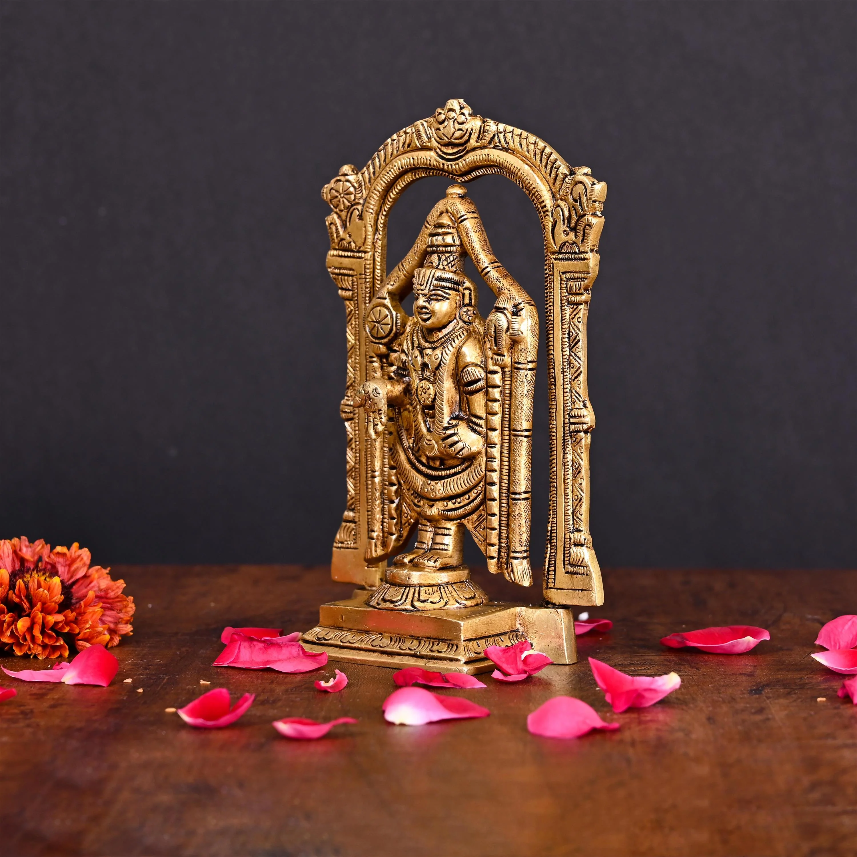 Brass Superfine Frame Tirupati Balaji/Venkateshwar Idol (6.5 Inch) - Image 2