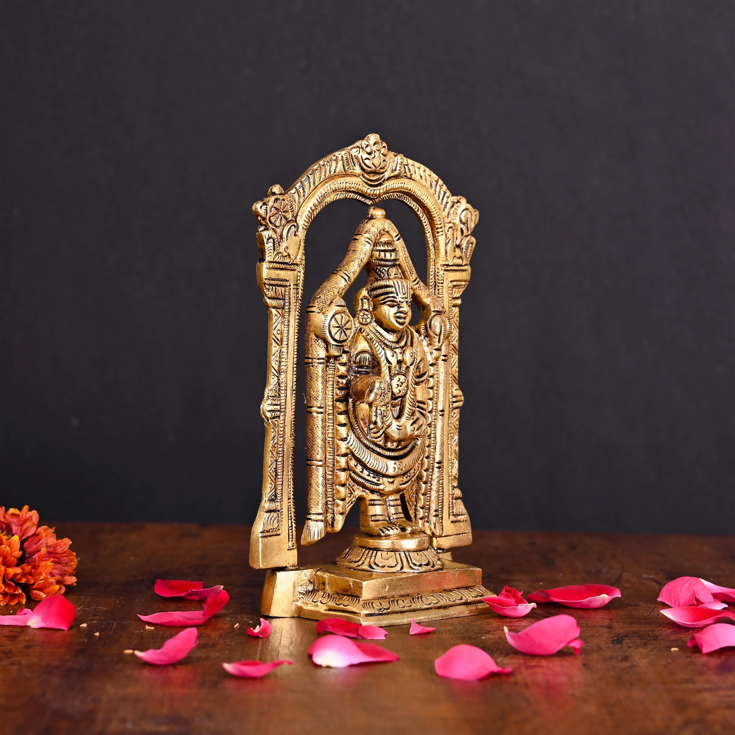 Brass Superfine Frame Tirupati Balaji/Venkateshwar Idol (6.5 Inch) - Image 3