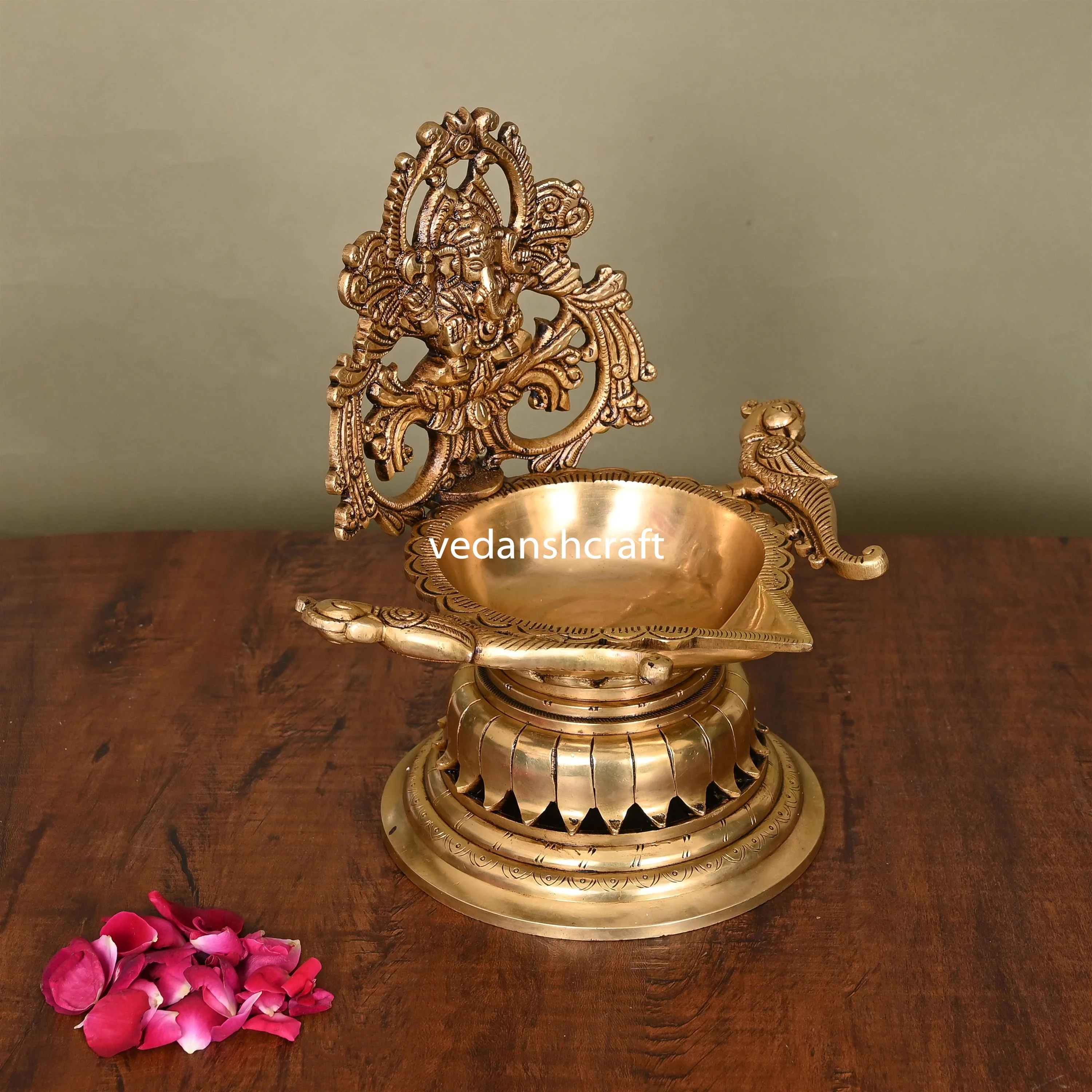 Brass Superfine Ganesha Diya/Lamp (9.8 Inch) - Image 2