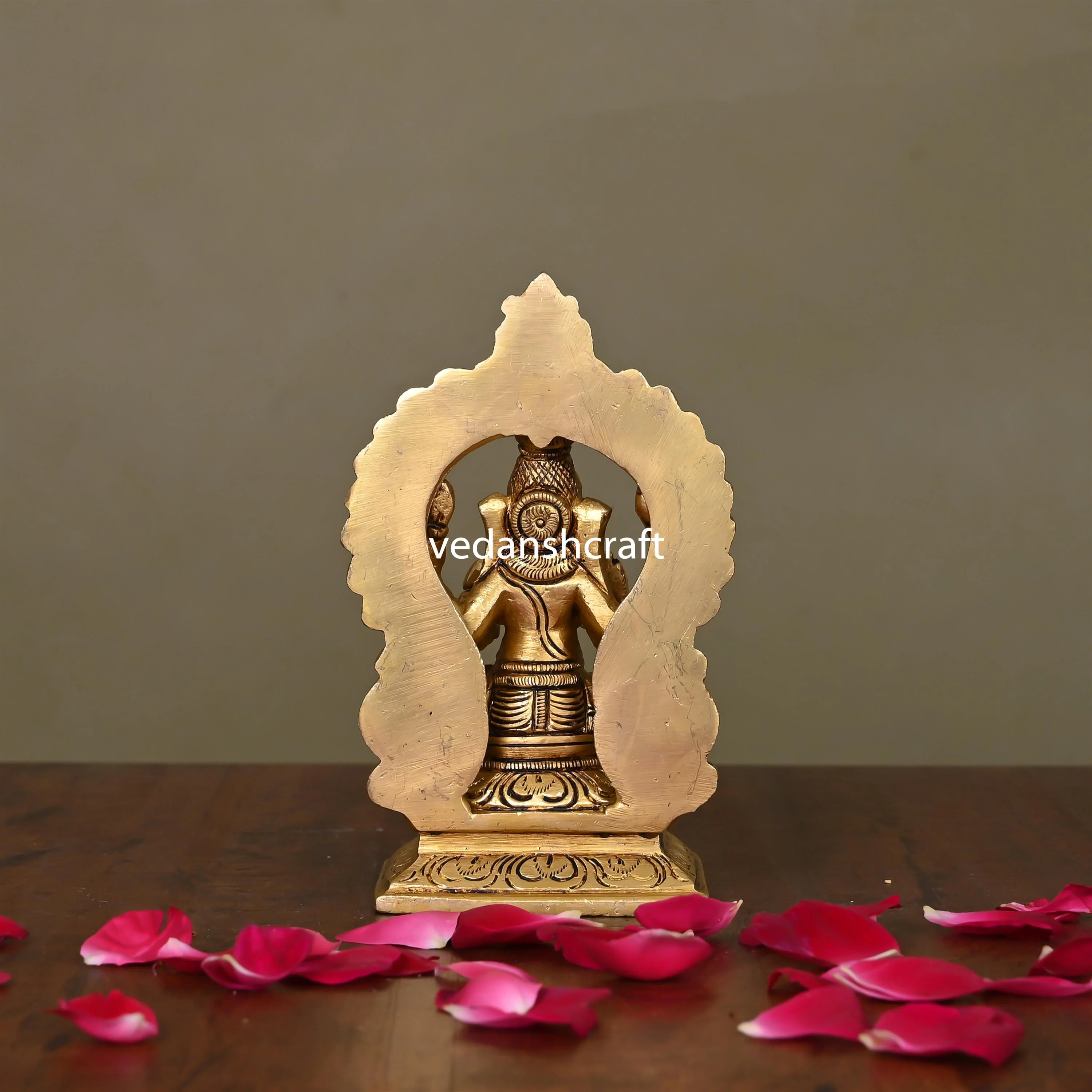 Brass Superfine Sitting Ganesha On Throne Idol (5.8 Inch) - Image 3