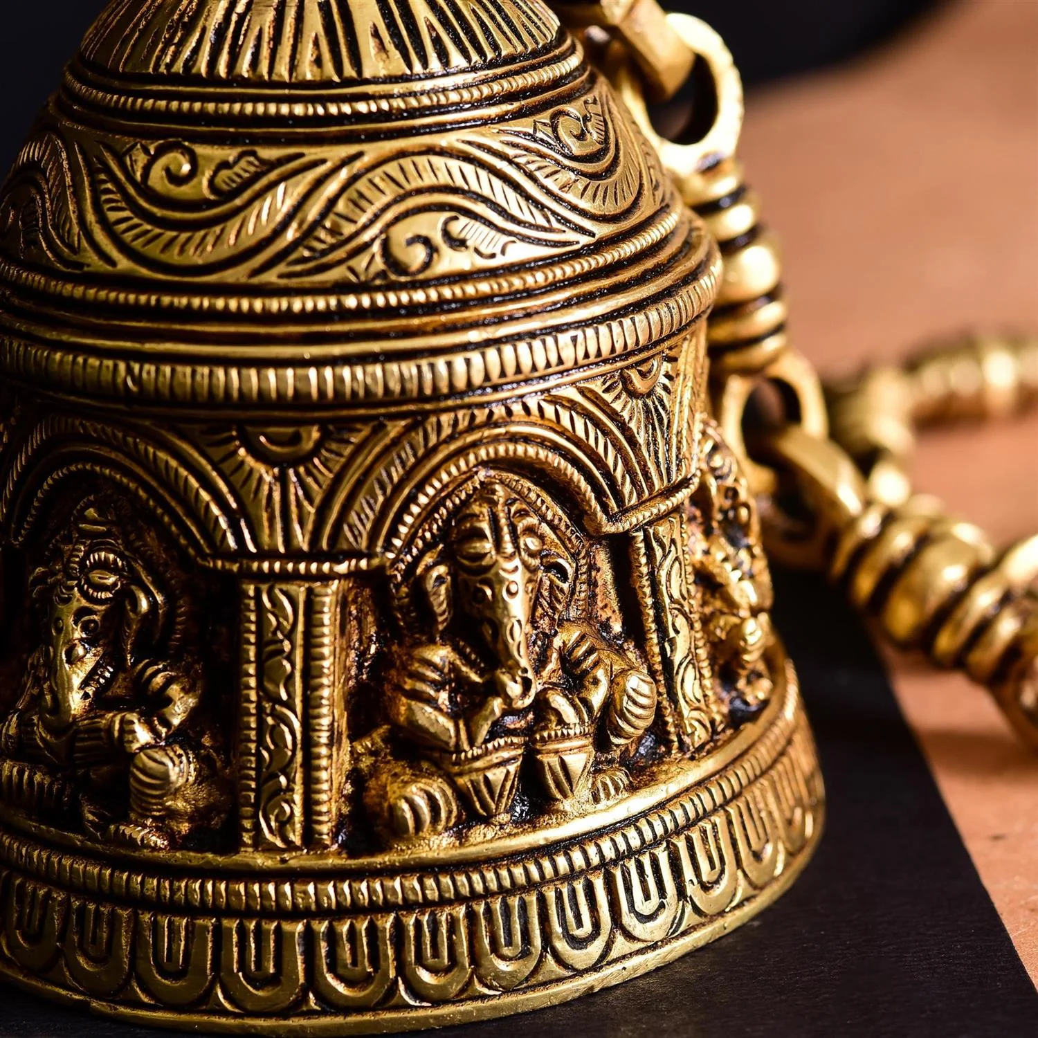 Brass Superfine Ganesha Wall Hanging Temple Bell (28 Inch) - Image 2