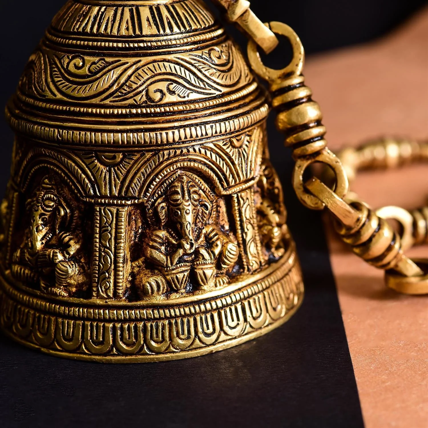 Brass Superfine Ganesha Wall Hanging Temple Bell (28 Inch) - Image 4