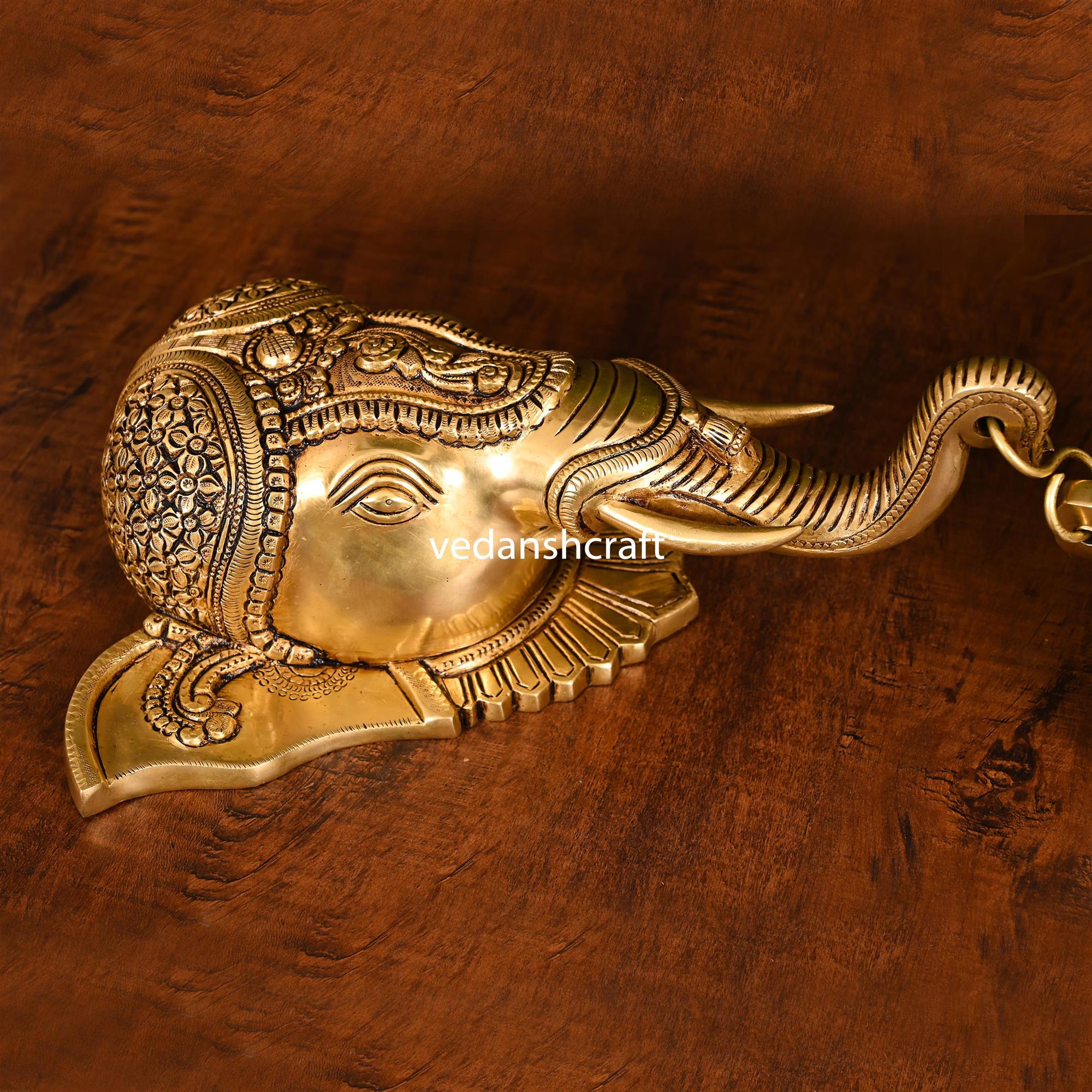 Brass Superfine Ganesha With Bell Wall Hanging (15 Inch) - Image 2