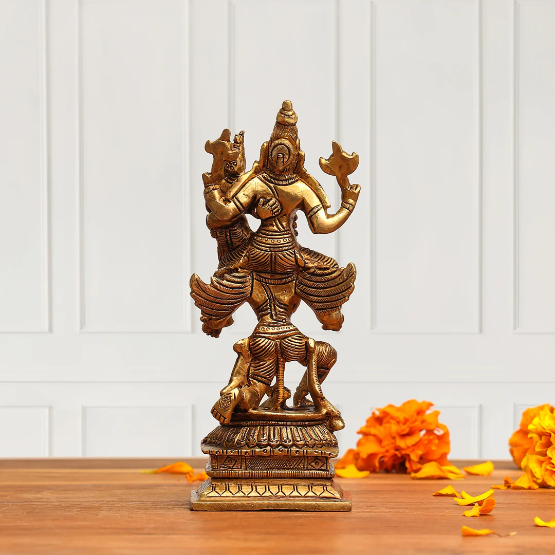 Brass Superfine Garuda, Vishnu & Lakshmi Idol (5.5 Inch) - Image 4