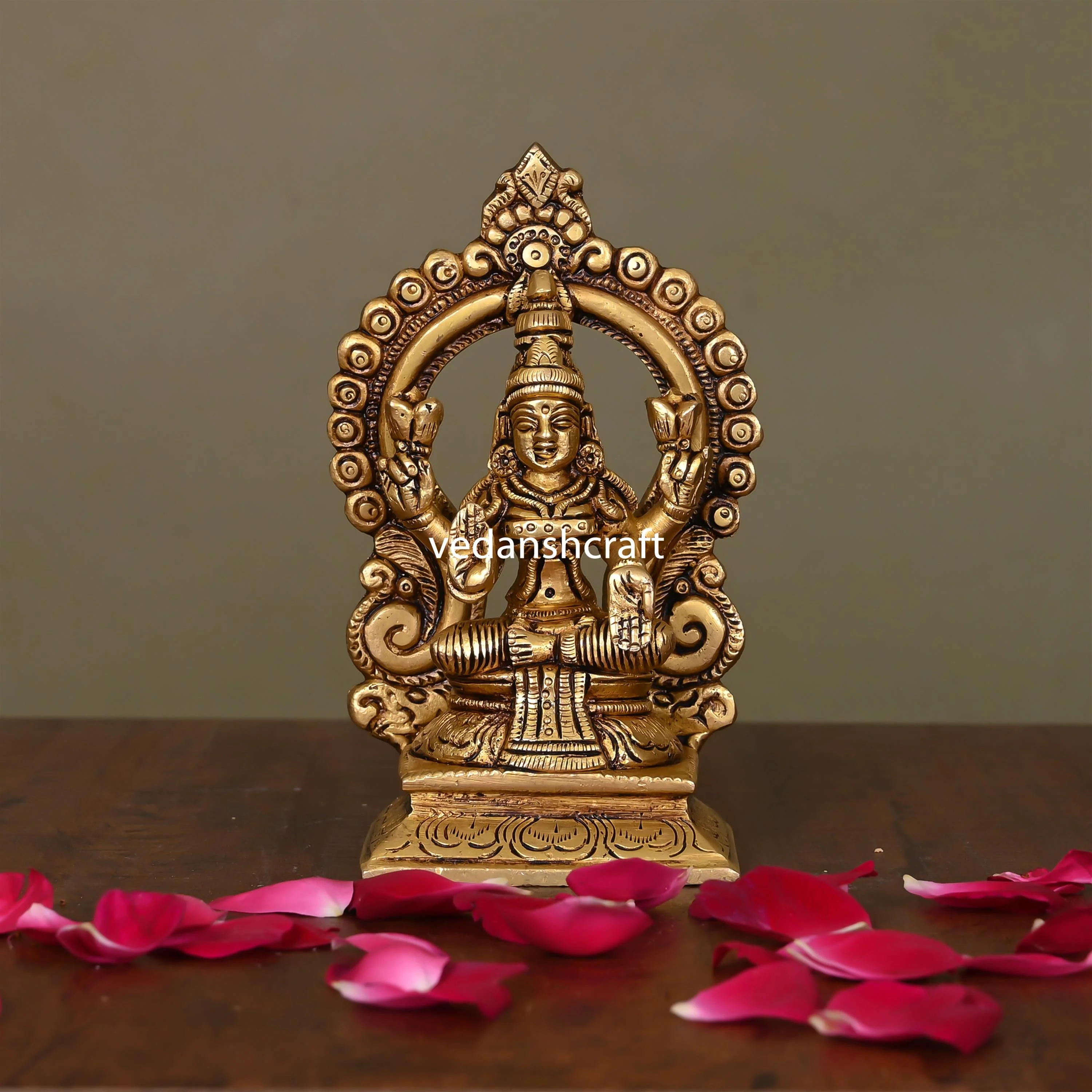 Brass Superfine Goddess Sitting Lakshmi On Throne (5.8 Inch)