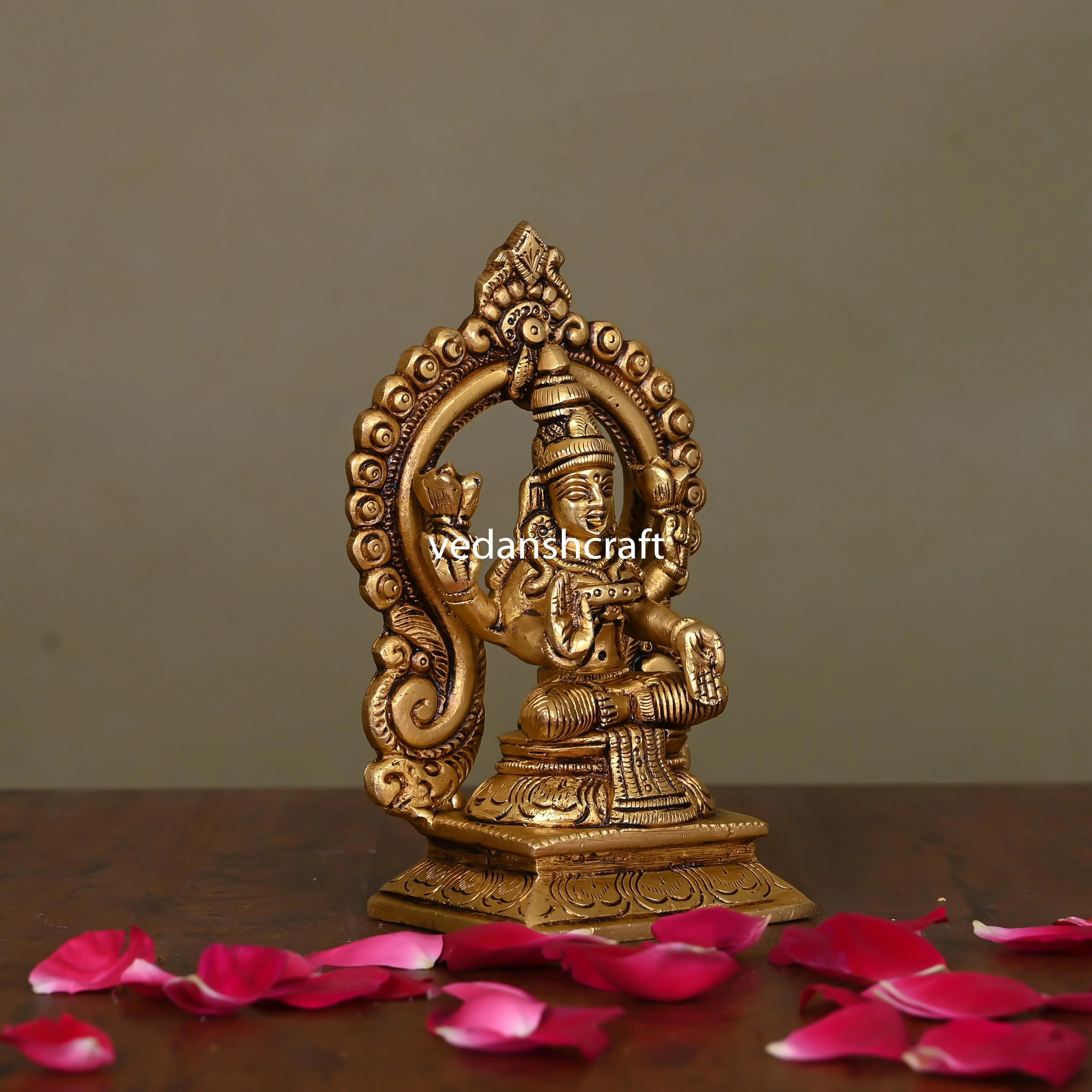 Brass Superfine Goddess Sitting Lakshmi On Throne (5.8 Inch) - Image 2