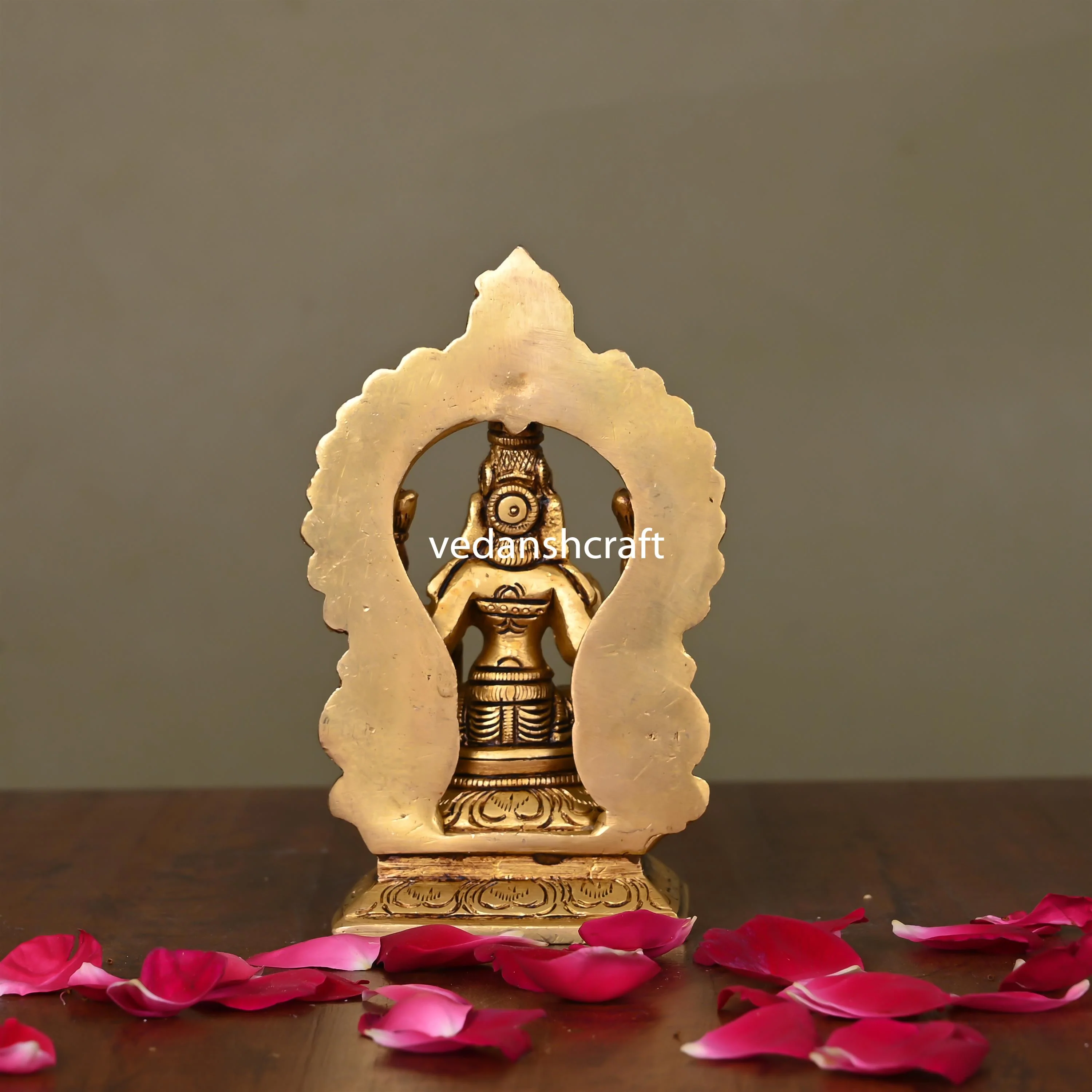 Brass Superfine Goddess Sitting Lakshmi On Throne (5.8 Inch) - Image 3
