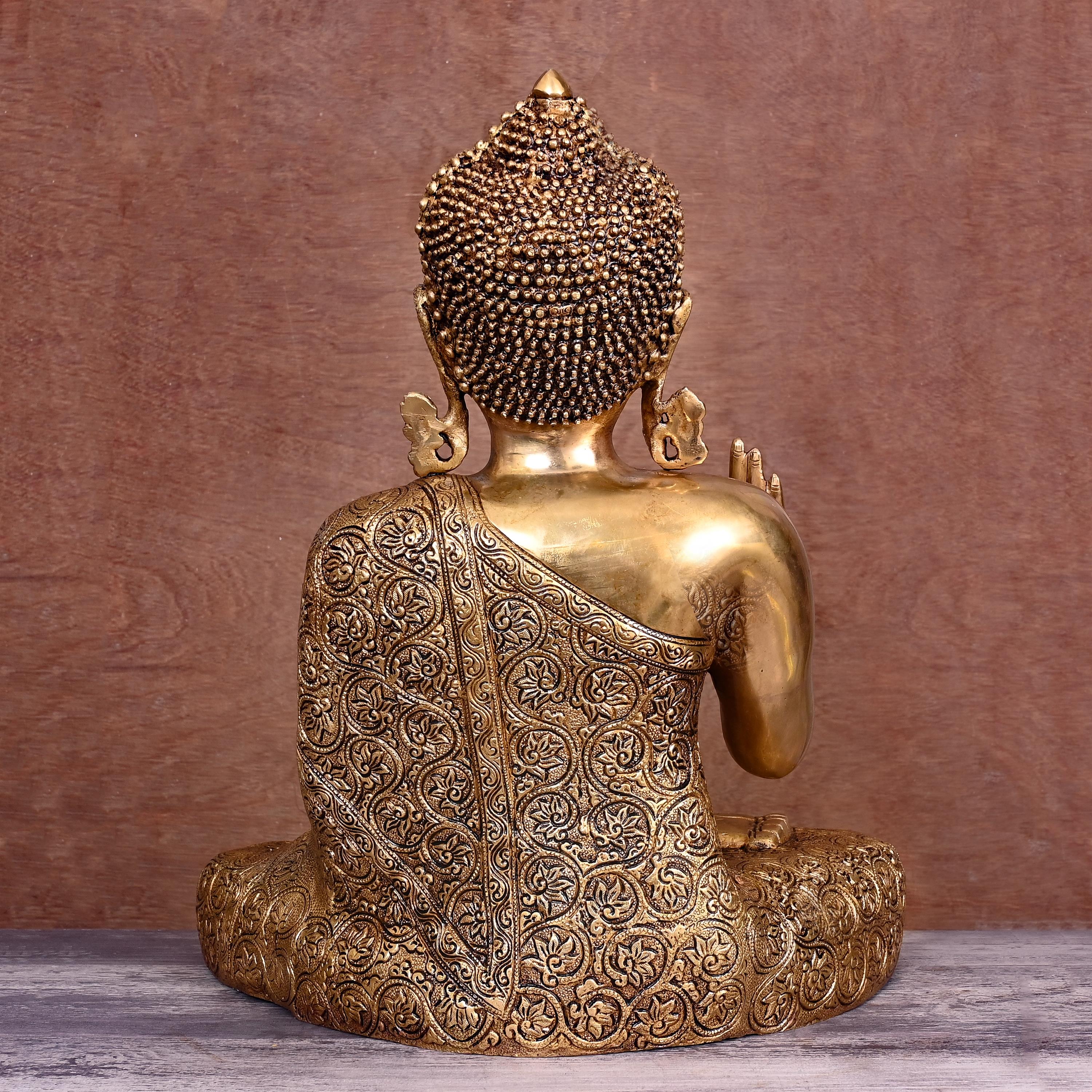 Brass Superfine Handcarved Blessing Buddha (17 Inch) - Image 3