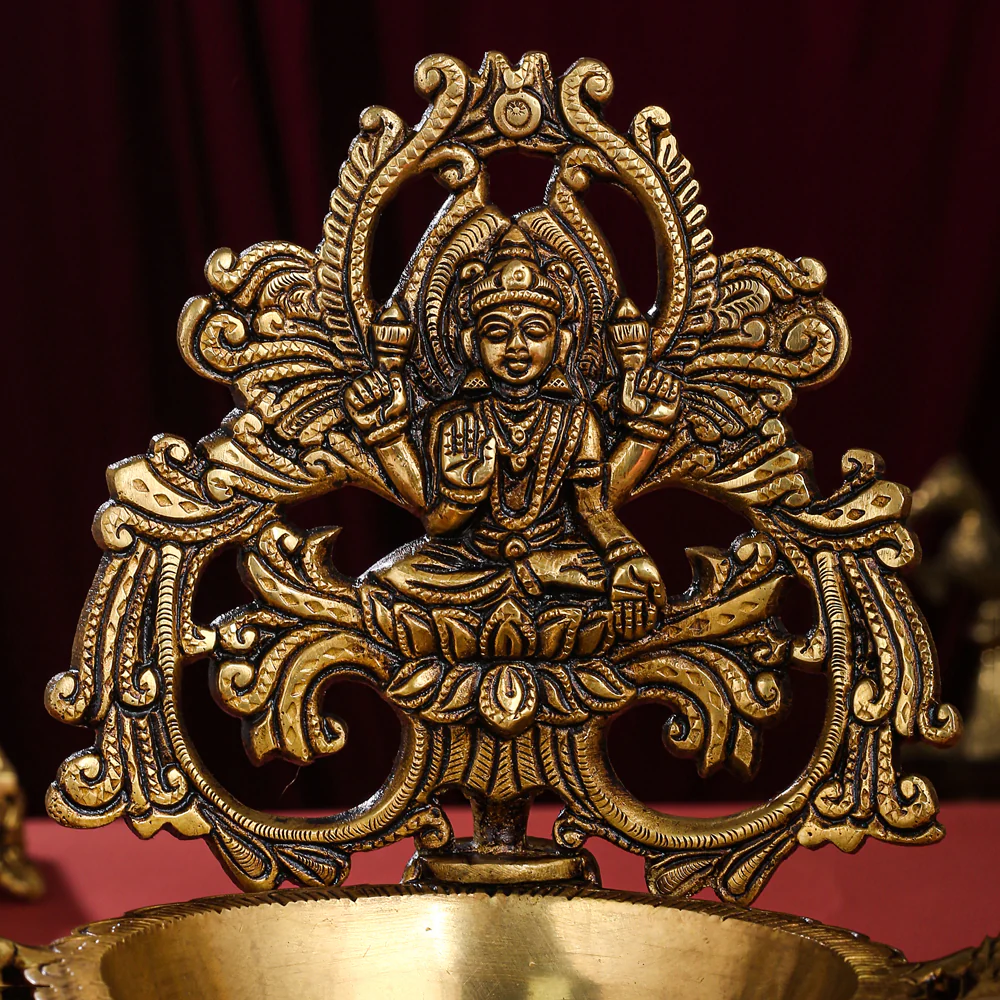 Brass Superfine Lakshmi Diya/Lamp (9.8 Inch) - Image 5