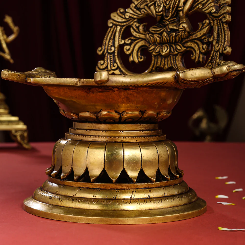 Brass Superfine Lakshmi Diya/Lamp (9.8 Inch) - Image 6
