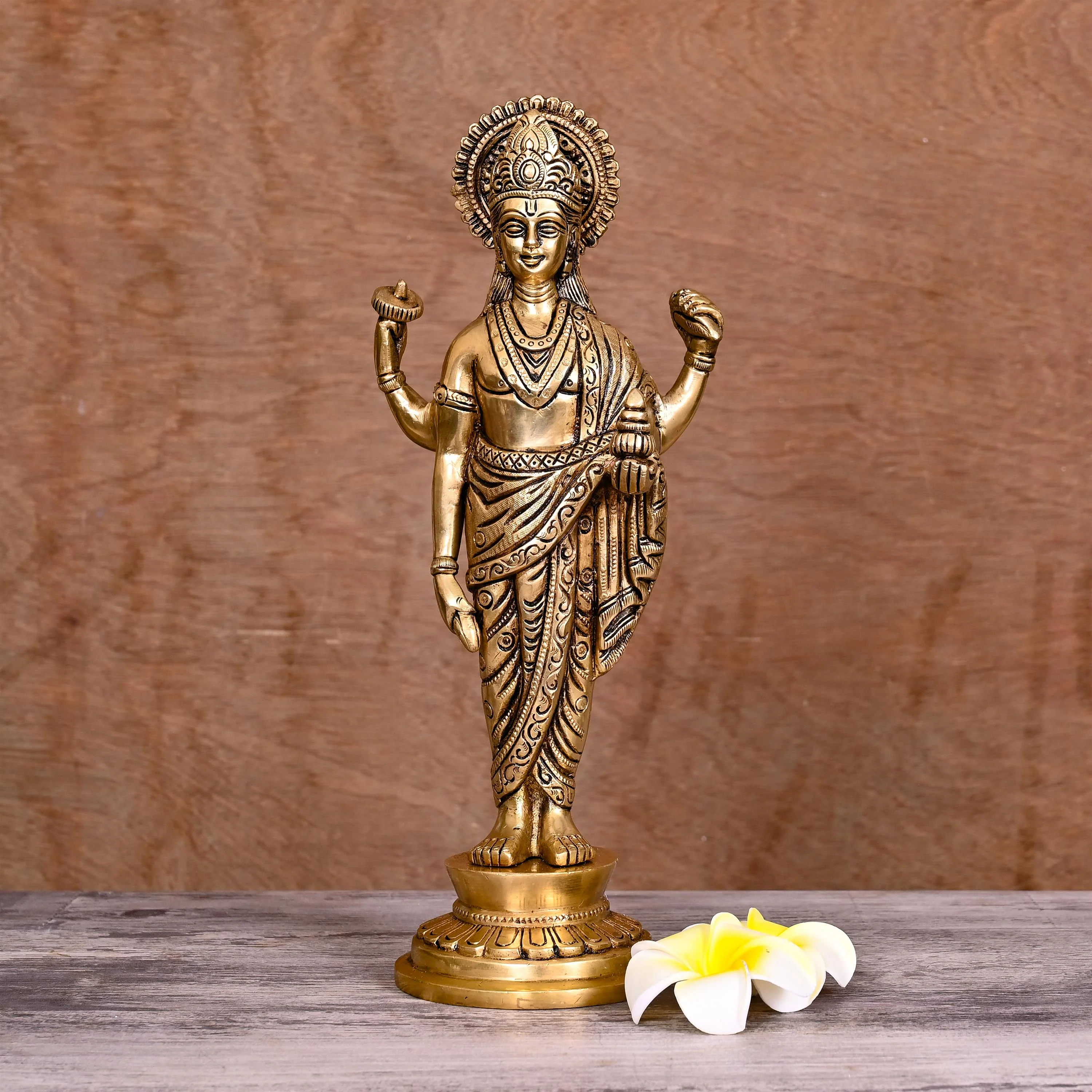 Brass Superfine Lord Dhanvantari Statue (12 Inch)