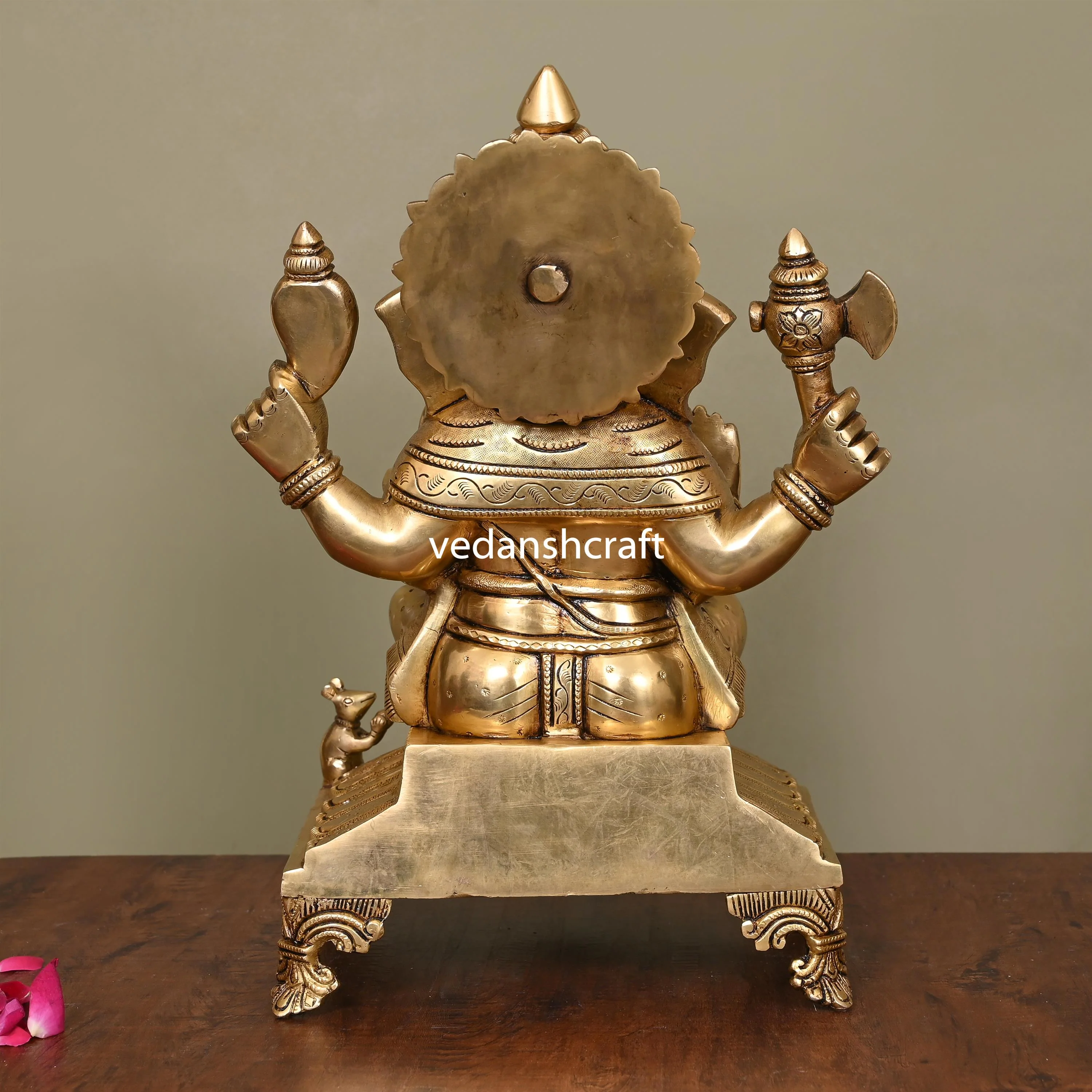 Brass Superfine Lord Sitting Ganesha Idol (13.8 Inch) - Image 3