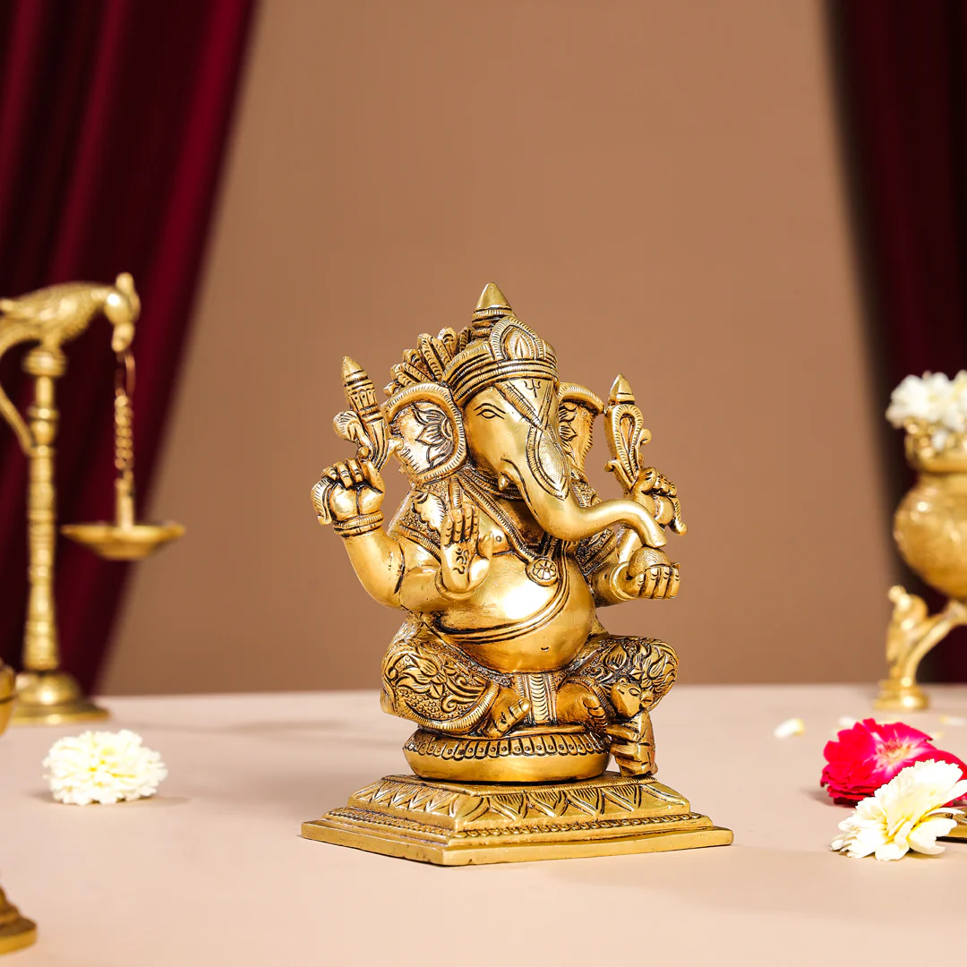 Brass Superfine Lord Ganesha Idol (7.5 Inch) - Image 3