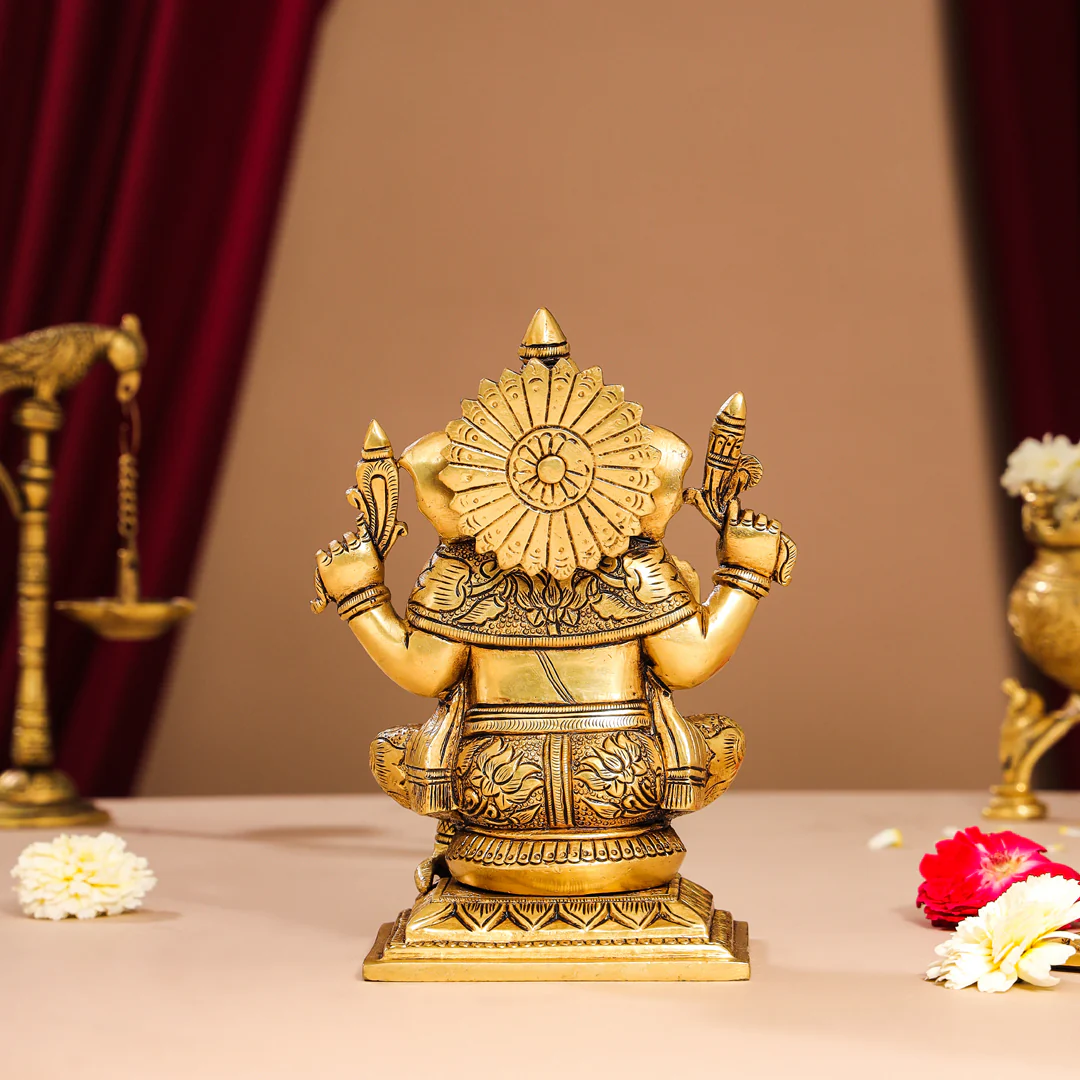 Brass Superfine Lord Ganesha Idol (7.5 Inch) - Image 4