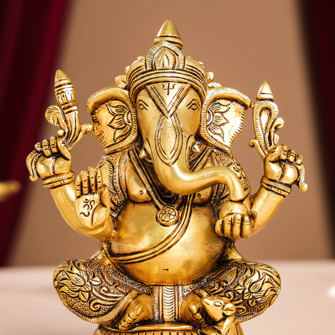 Brass Superfine Lord Ganesha Idol (7.5 Inch) - Image 5