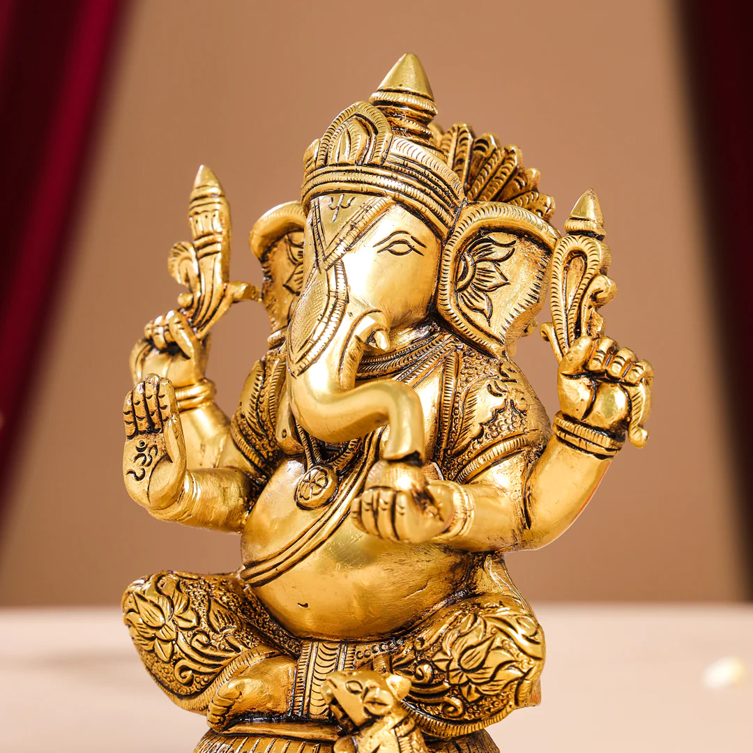 Brass Superfine Lord Ganesha Idol (7.5 Inch) - Image 6