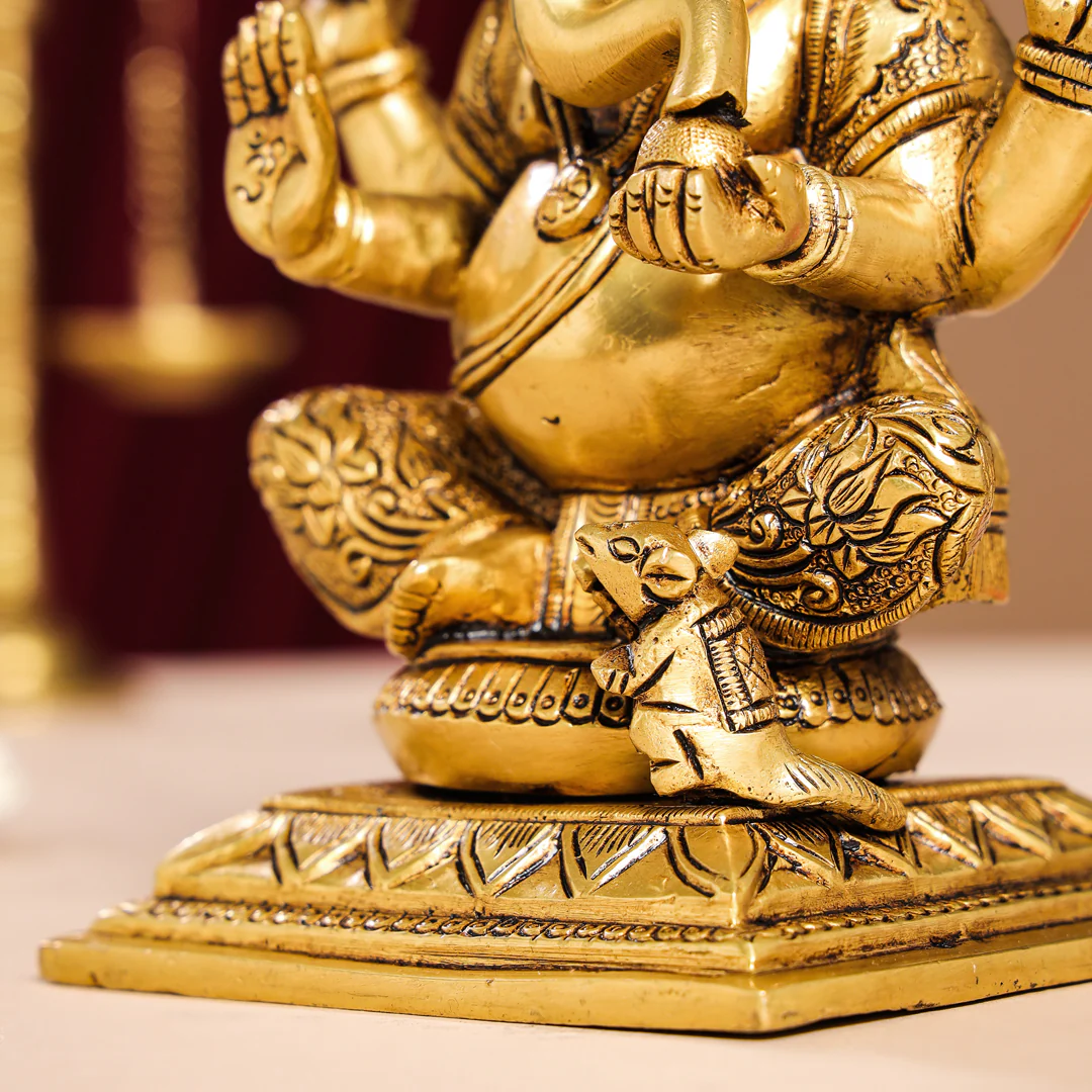 Brass Superfine Lord Ganesha Idol (7.5 Inch) - Image 8