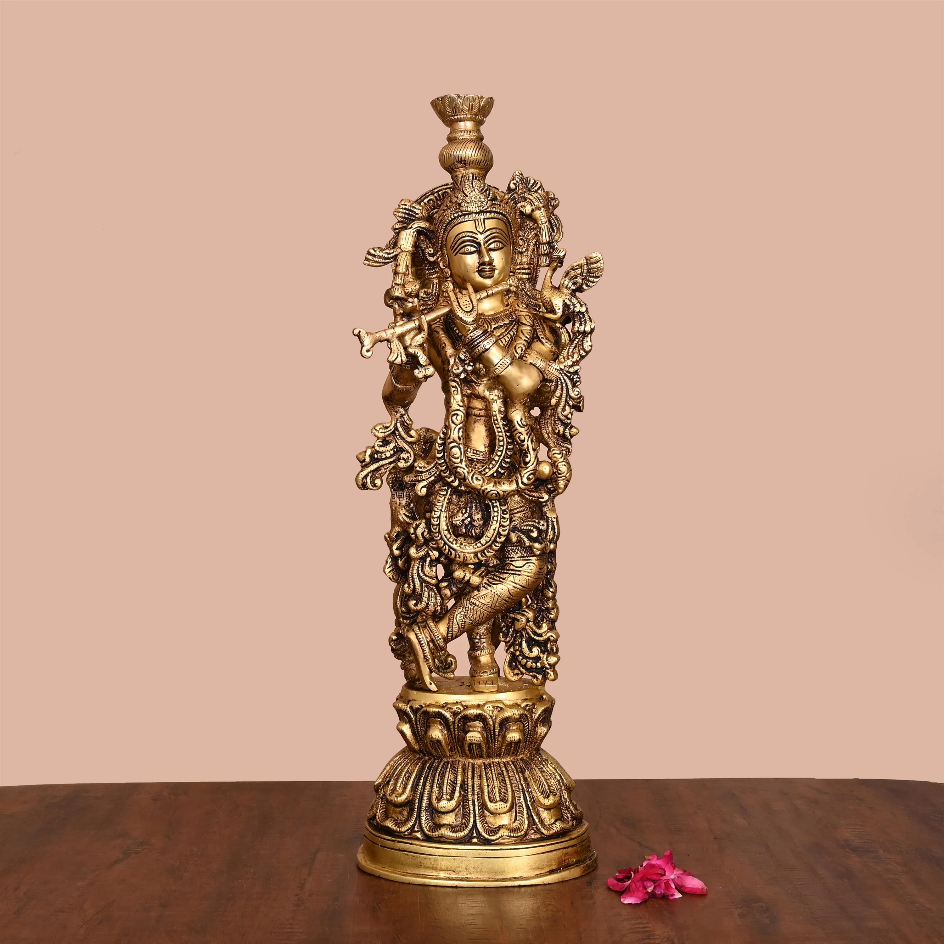 BRASS SUPERFINE STANDING LORD KRISHNA STATUE (21 INCH)