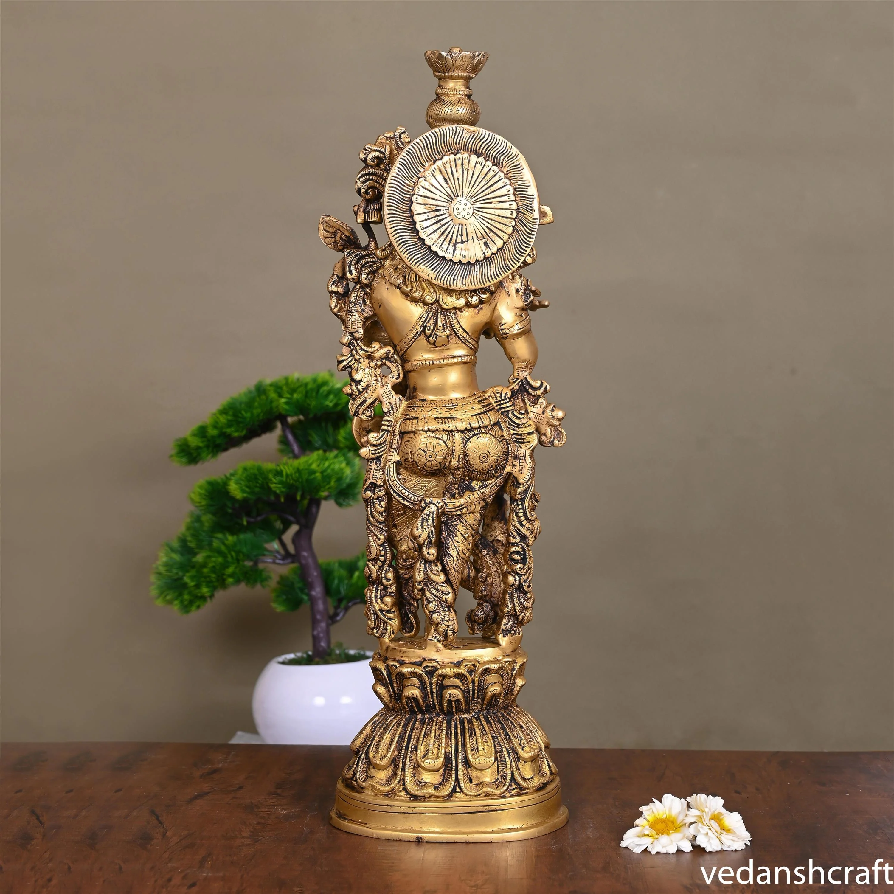 BRASS SUPERFINE STANDING LORD KRISHNA STATUE (21 INCH) - Image 4