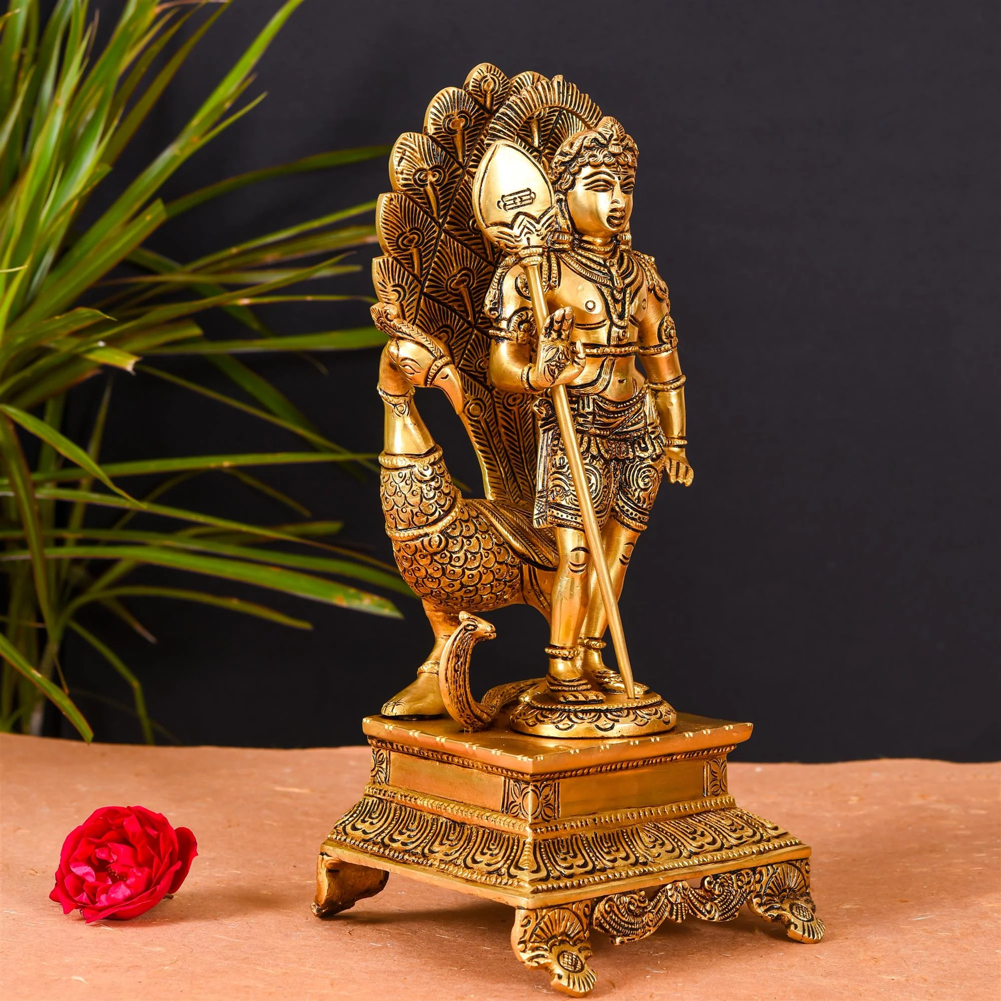Brass Superfine Standing Lord Murugan/Kartikeya Idol Superfine (12 Inch) - Image 3