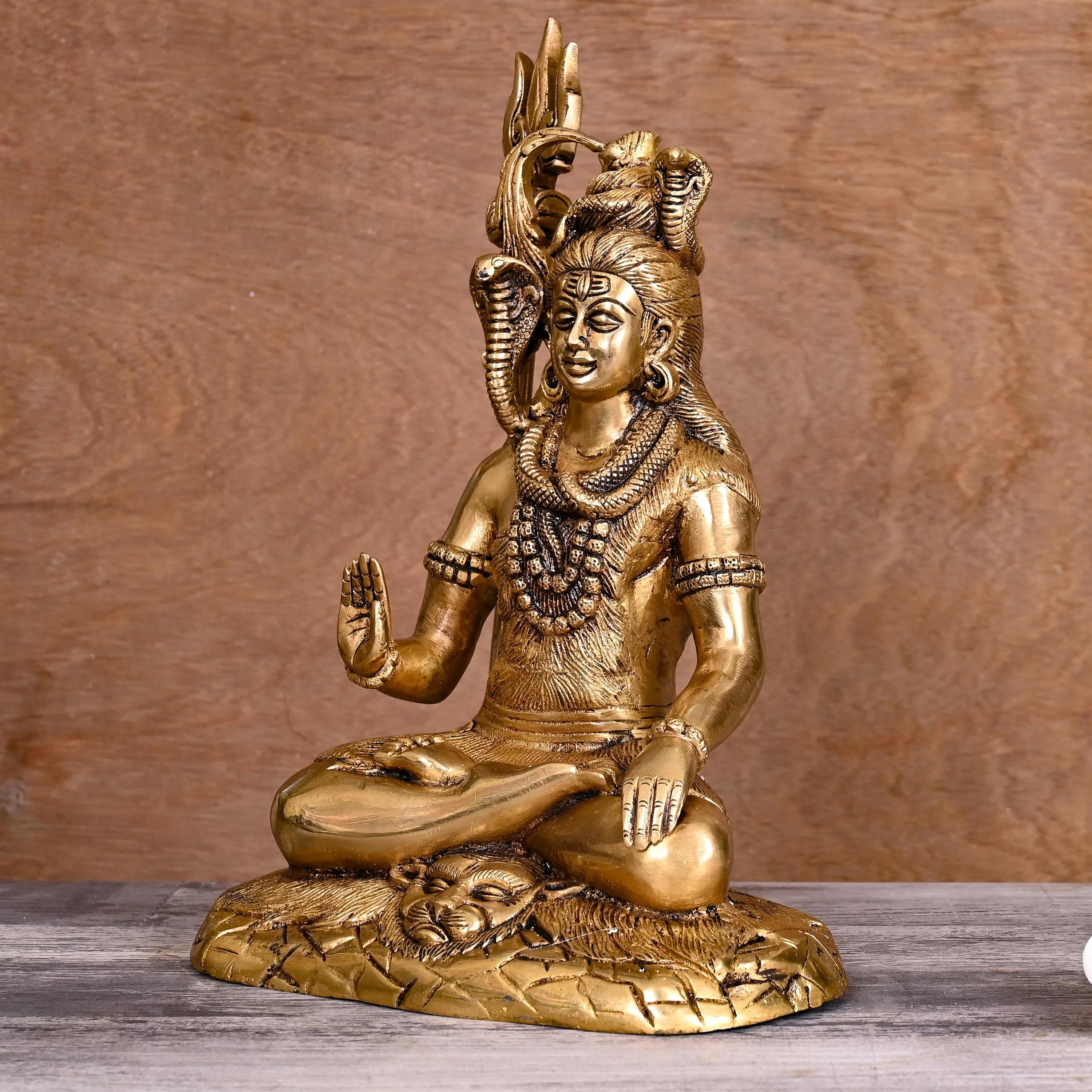 Brass Superfine Sitting Lord Shiva Statue (11.5 Inch) - Image 2