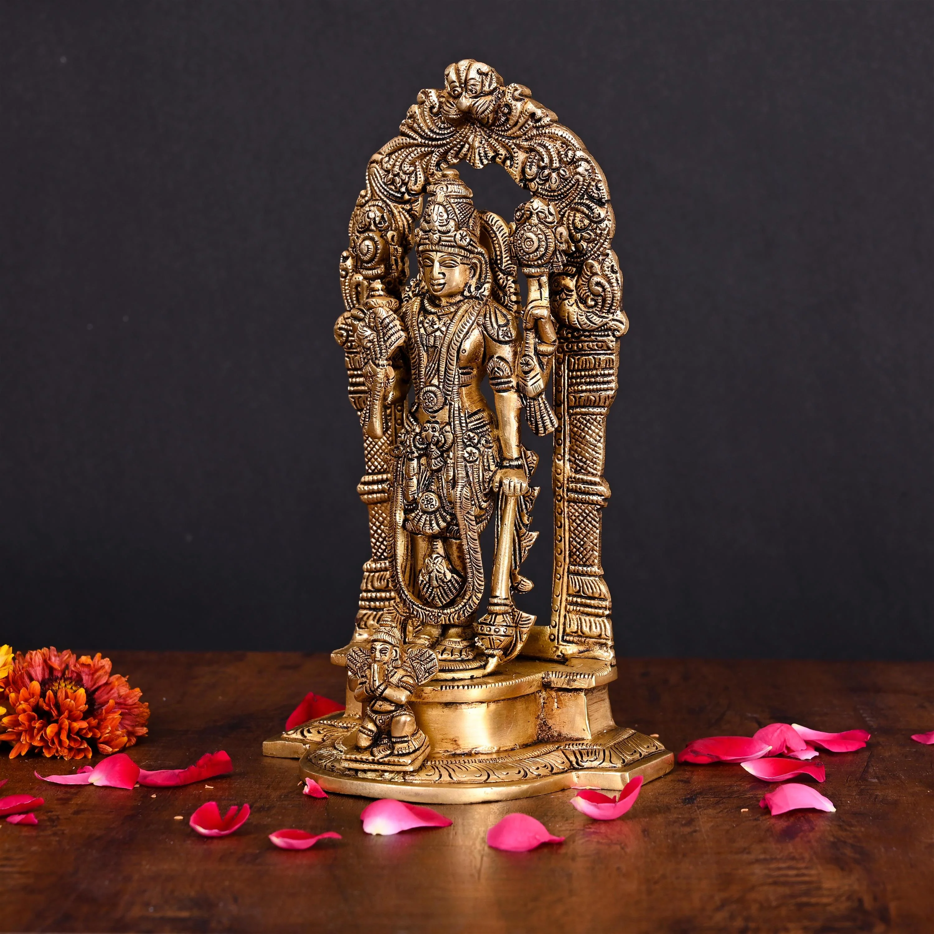 Brass Superfine Lord Standing Vishnu Idol (9 Inch) - Image 2