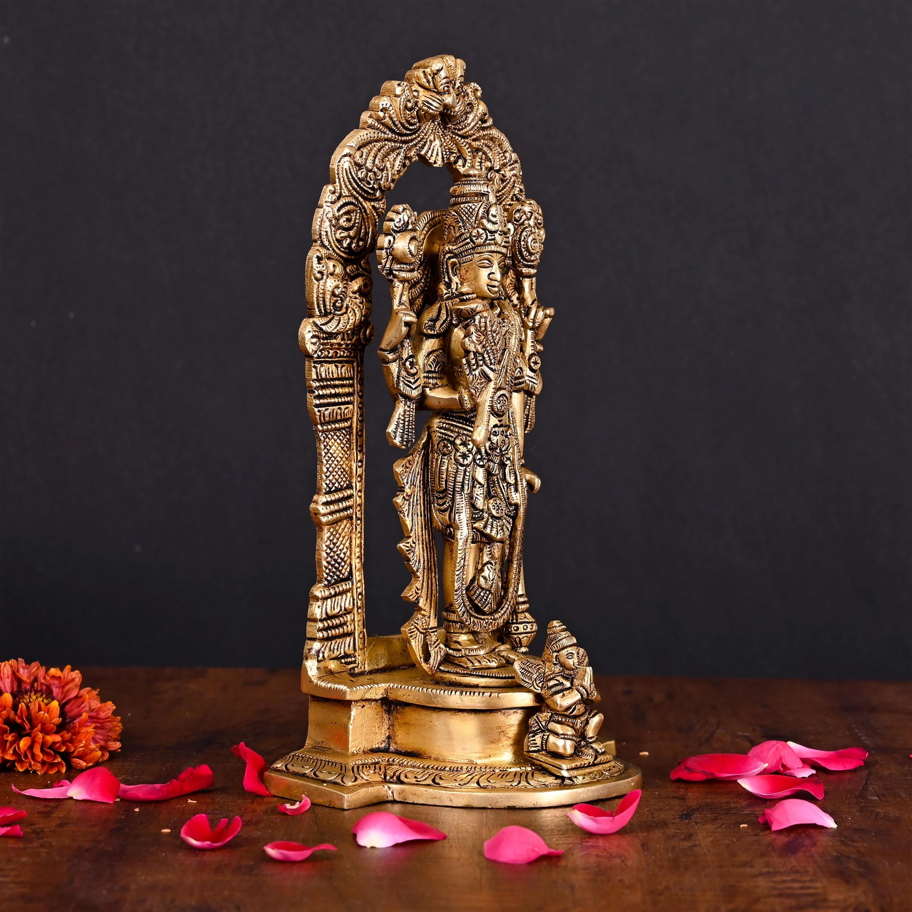 Brass Superfine Lord Standing Vishnu Idol (9 Inch) - Image 3