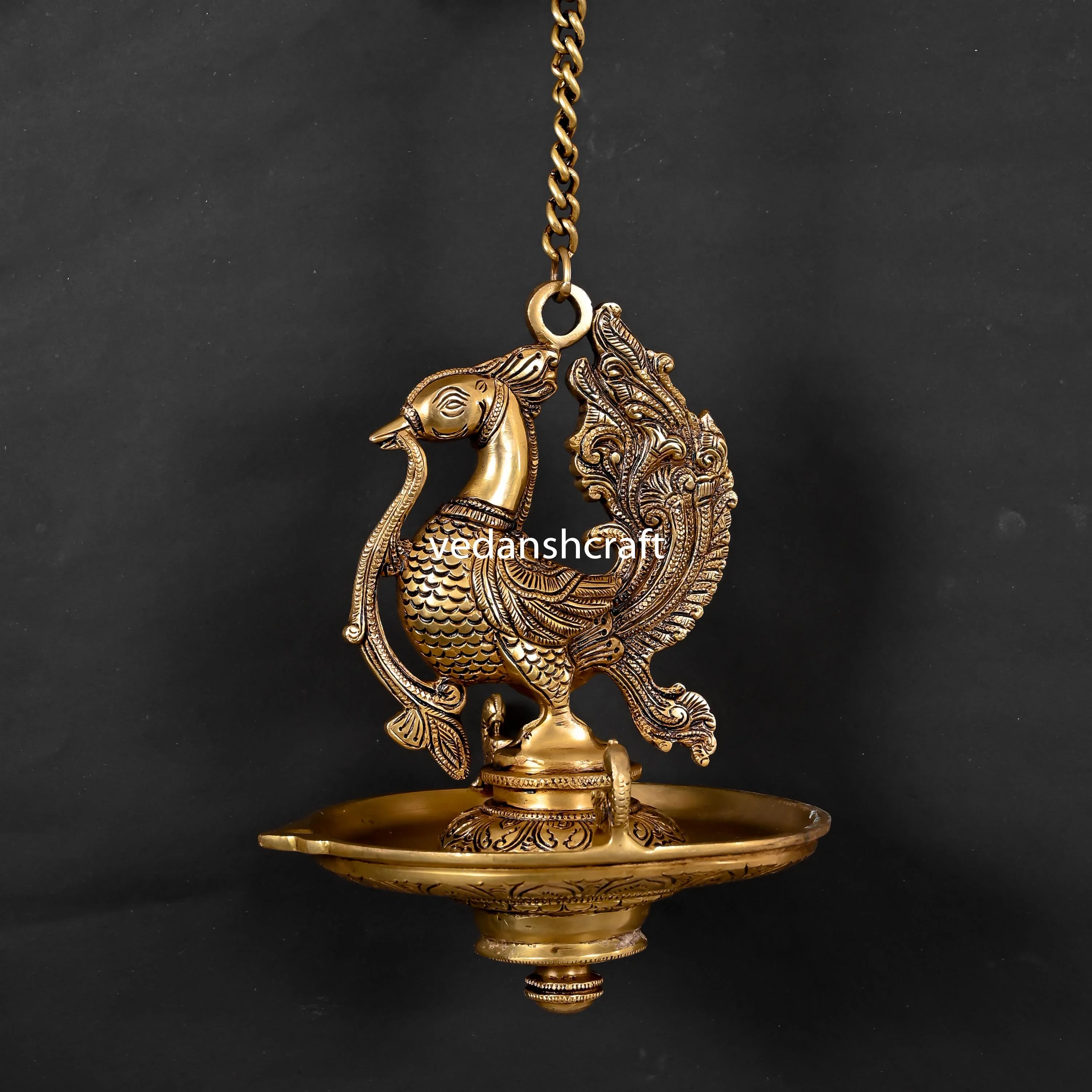 Brass Superfine Peacock Hanging Diya (26 Inch) - Image 3