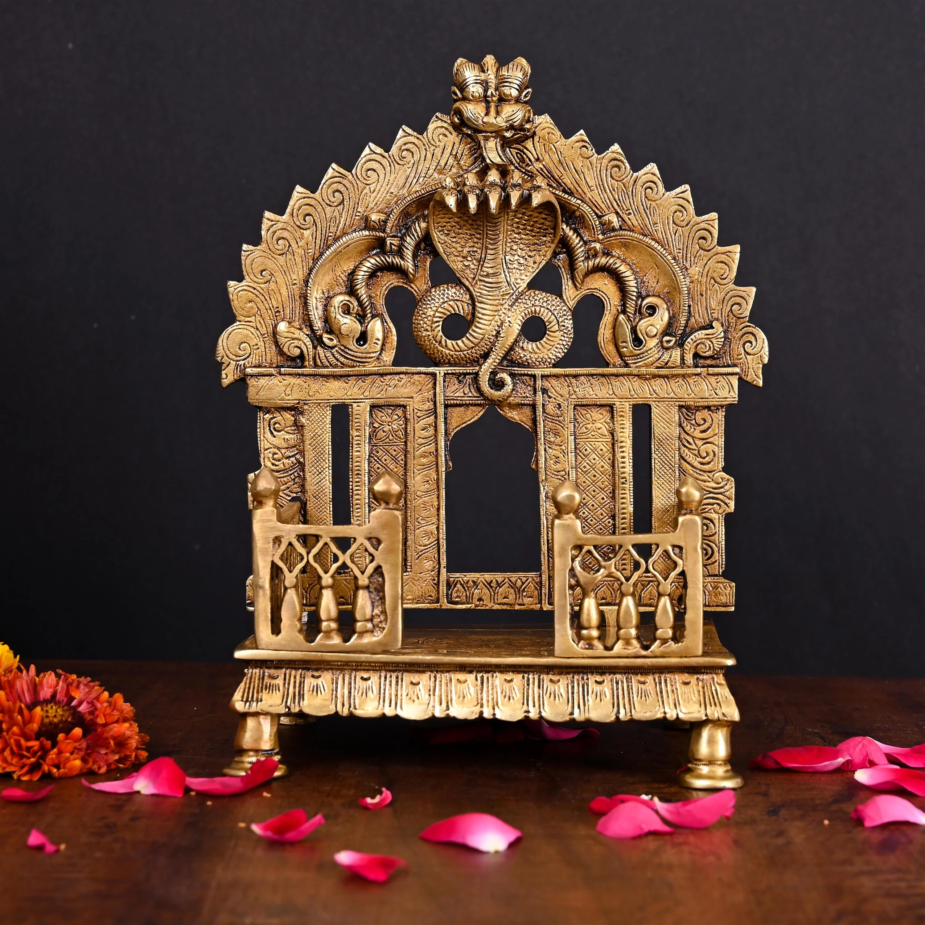 Brass Superfine Sheshnag Singhasan With Prabhavali Craft (9 Inch)