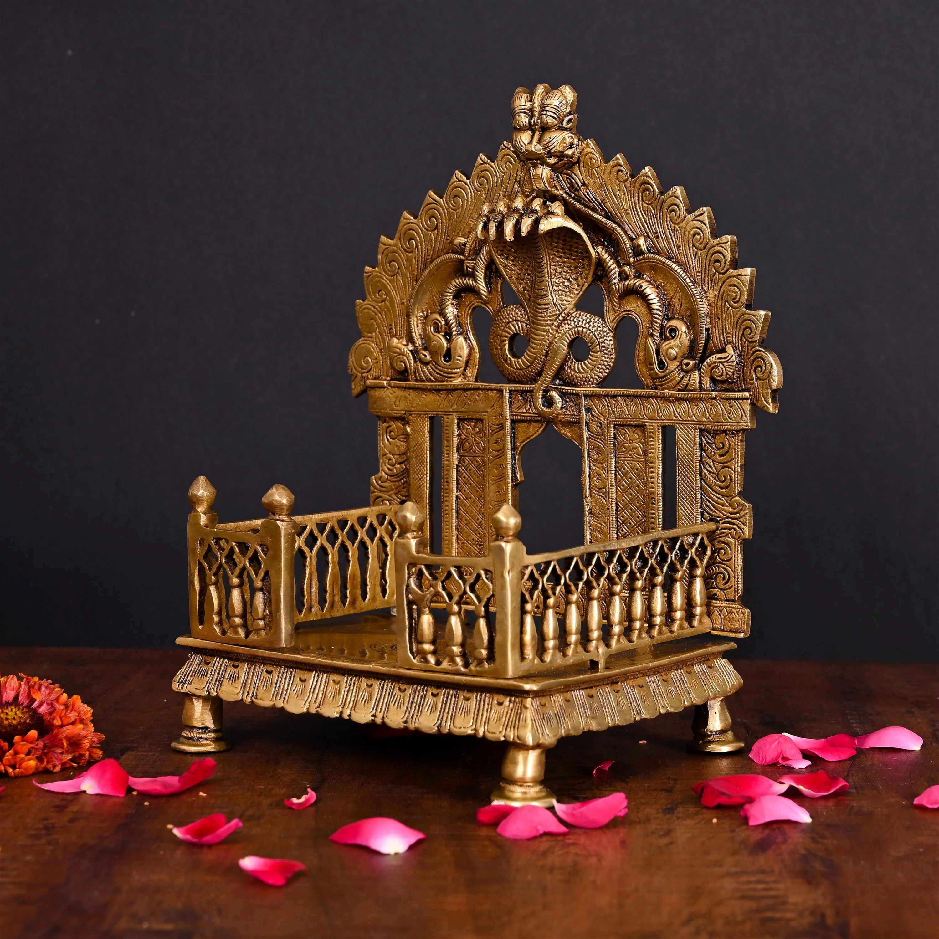 Brass Superfine Sheshnag Singhasan With Prabhavali Craft (9 Inch) - Image 2