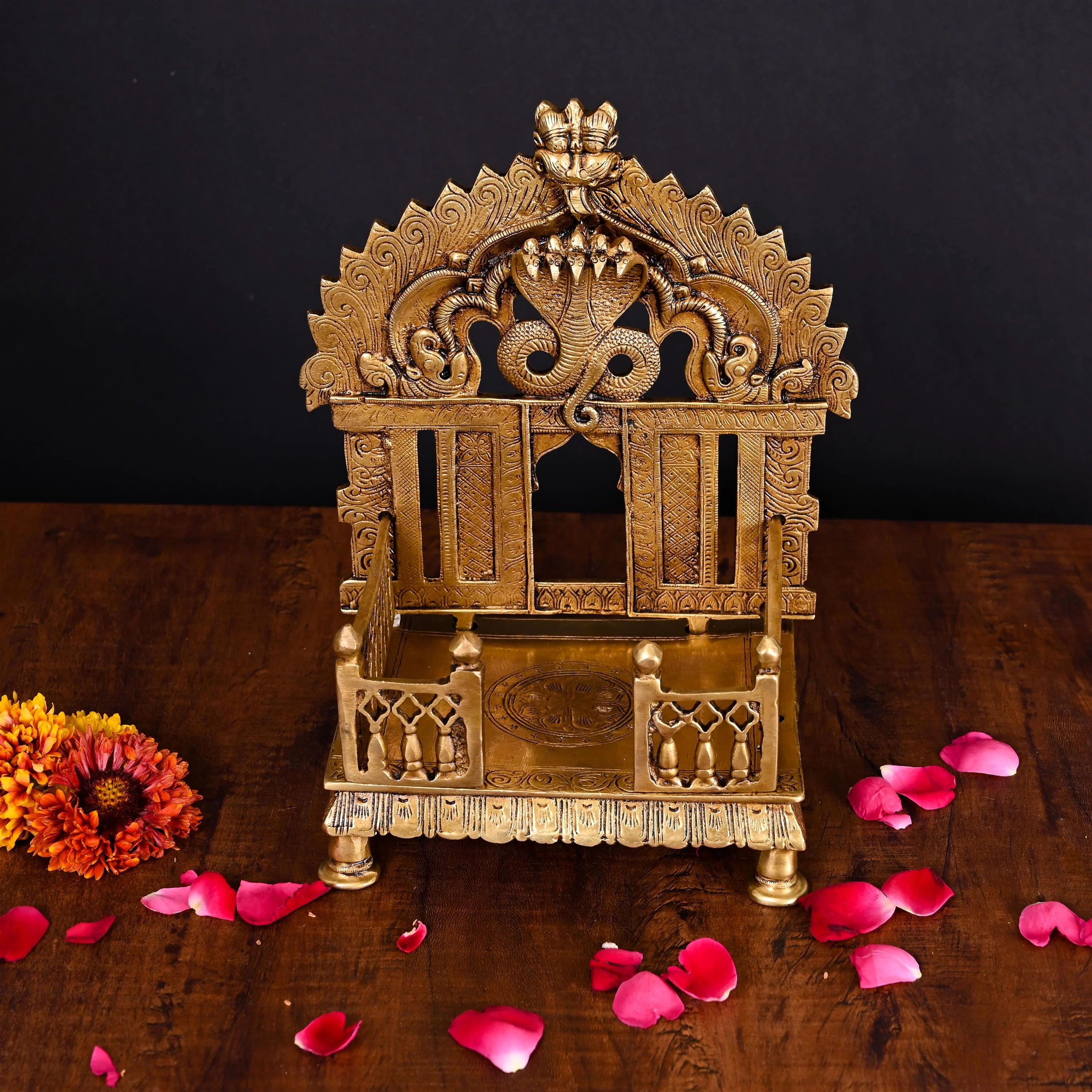 Brass Superfine Sheshnag Singhasan With Prabhavali Craft (9 Inch) - Image 3