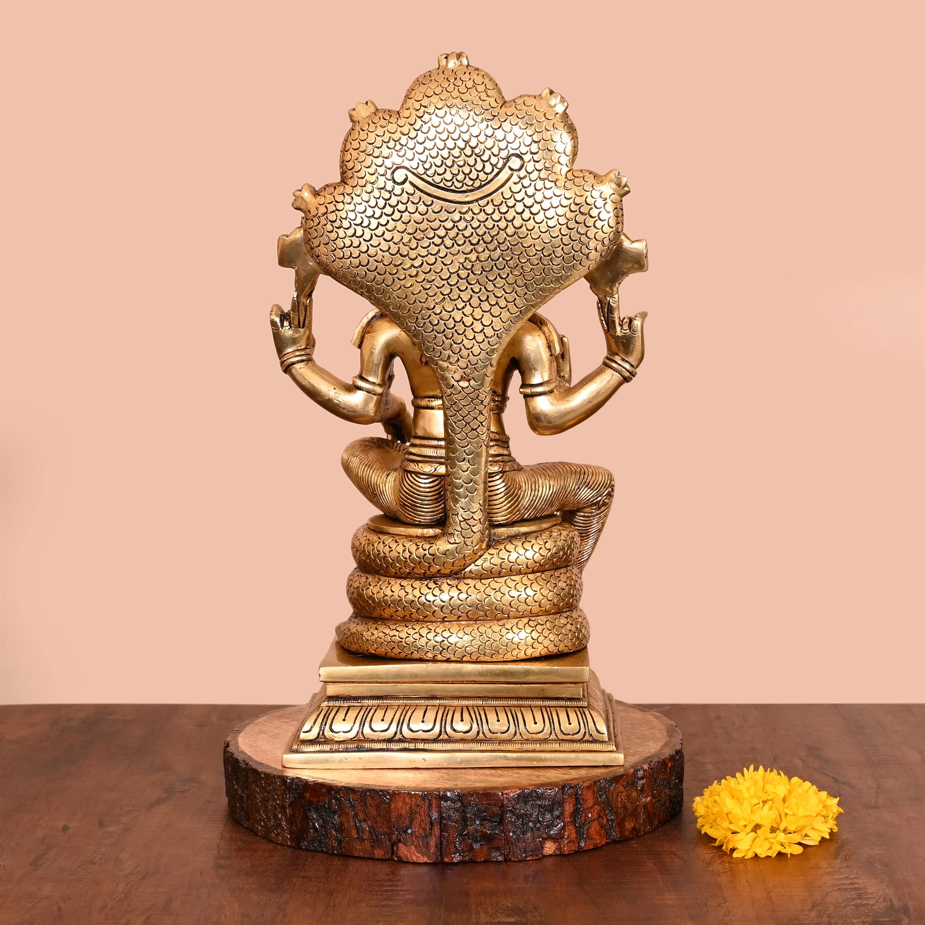 Brass Superfine Sitting Lord Vishnu Idol (14 Inch) - Image 3