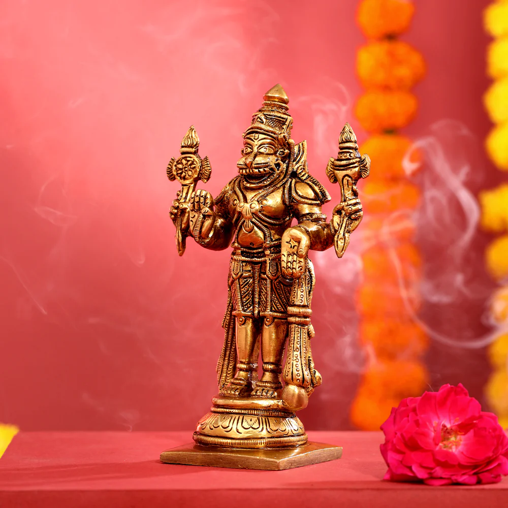 Brass Superfine Standing Narasimha Idol (6 Inch) - Image 2