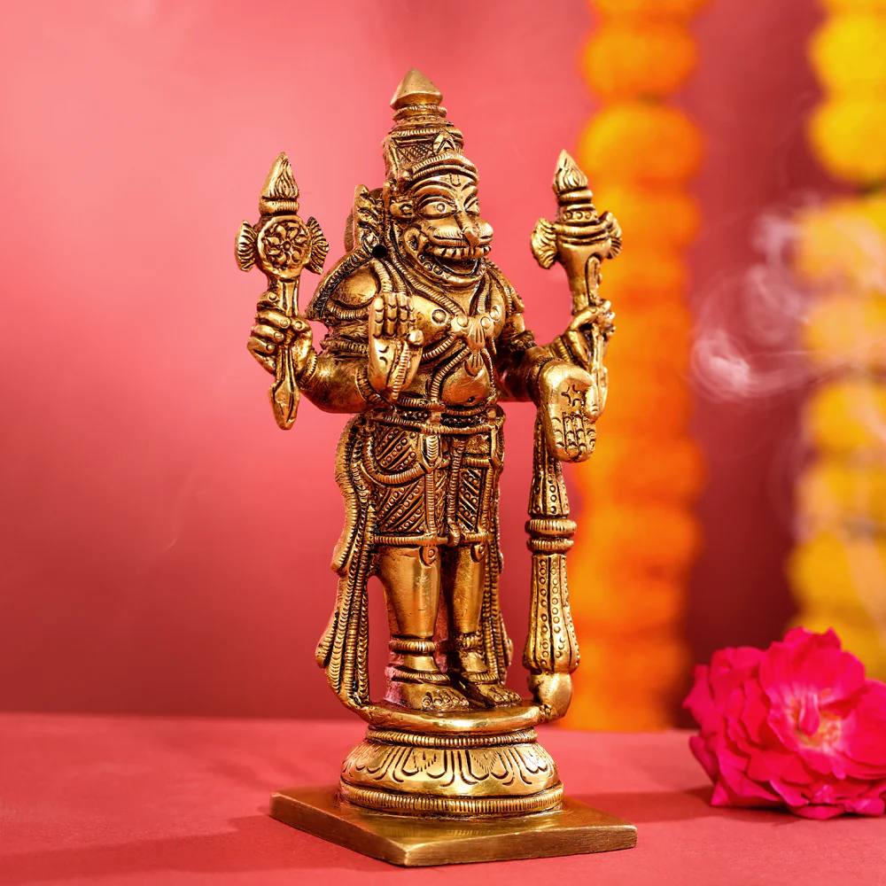 Brass Superfine Standing Narasimha Idol (6 Inch) - Image 3