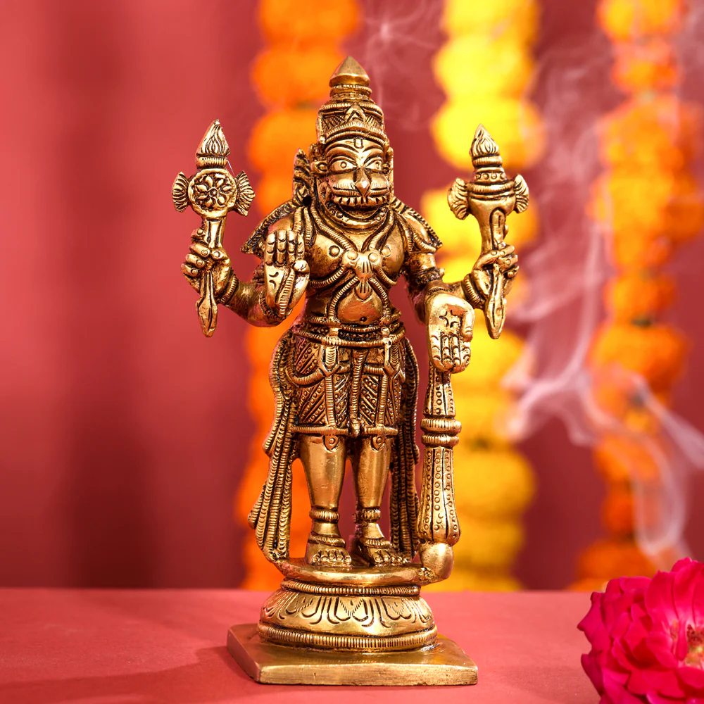 Brass Superfine Standing Narasimha Idol (6 Inch) - Image 6