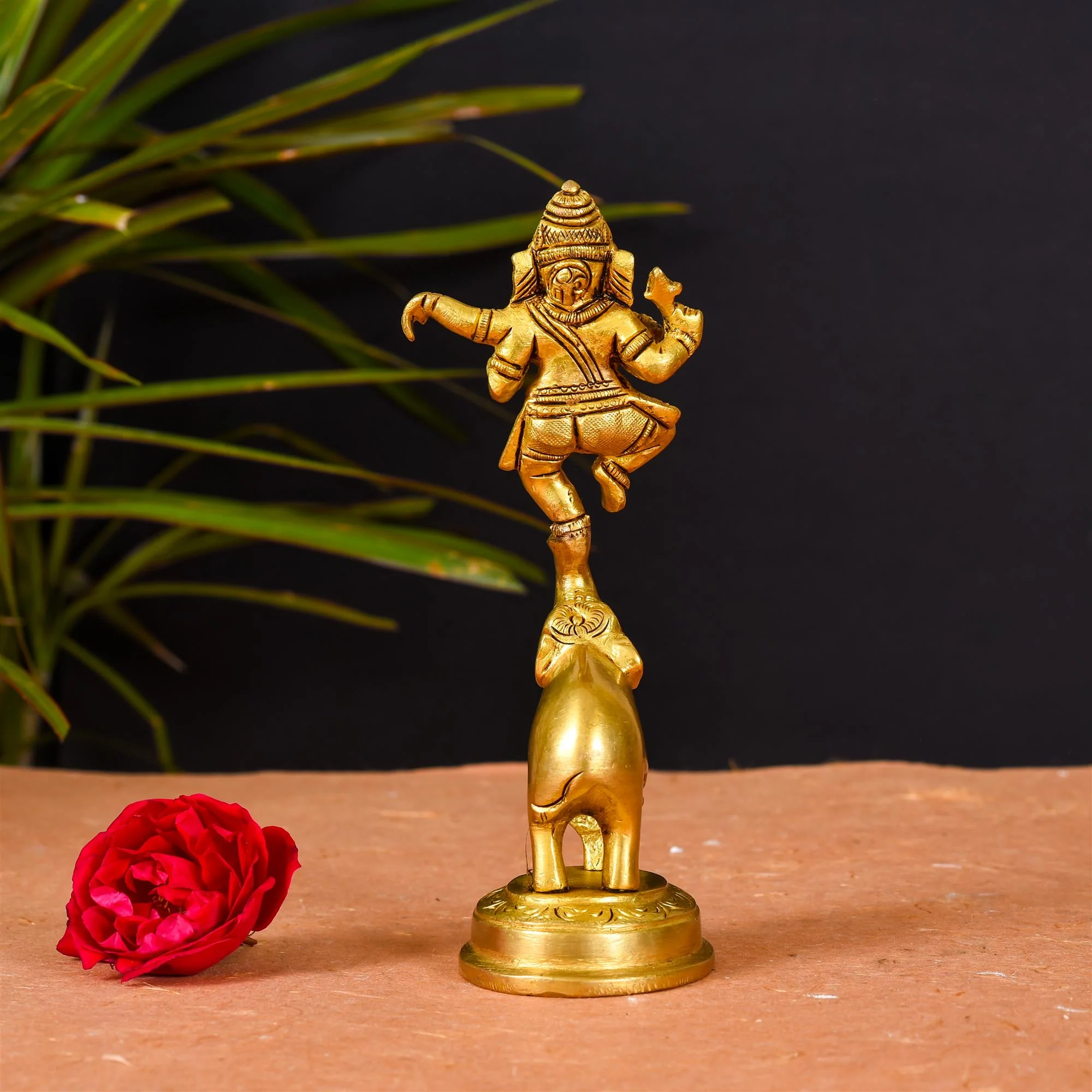 Brass Superfine Statue Of Lord Dancing Ganesha (7 Inch) - Image 3