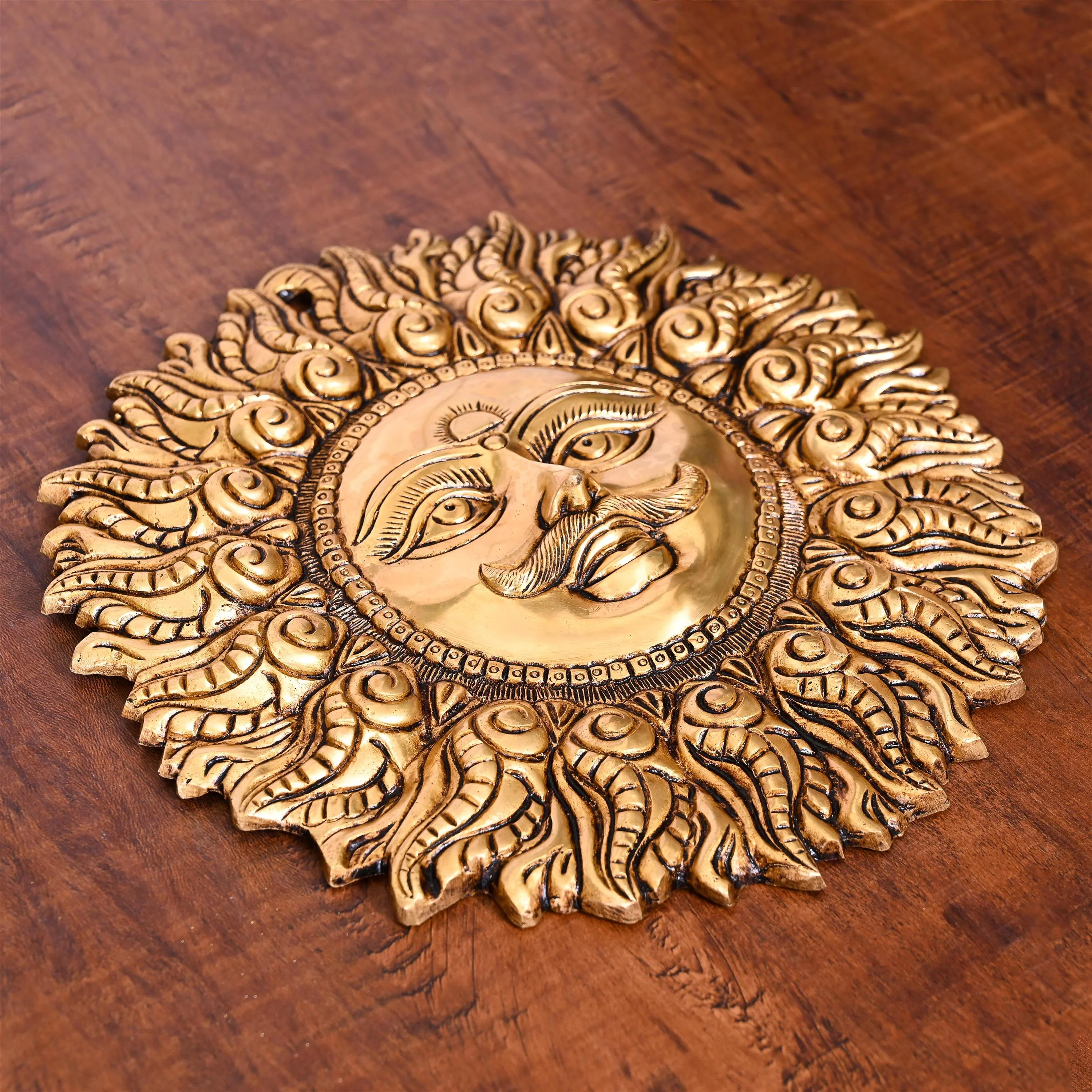 Brass Superfine Sun Face Wall Hanging (11 Inch) - Image 3