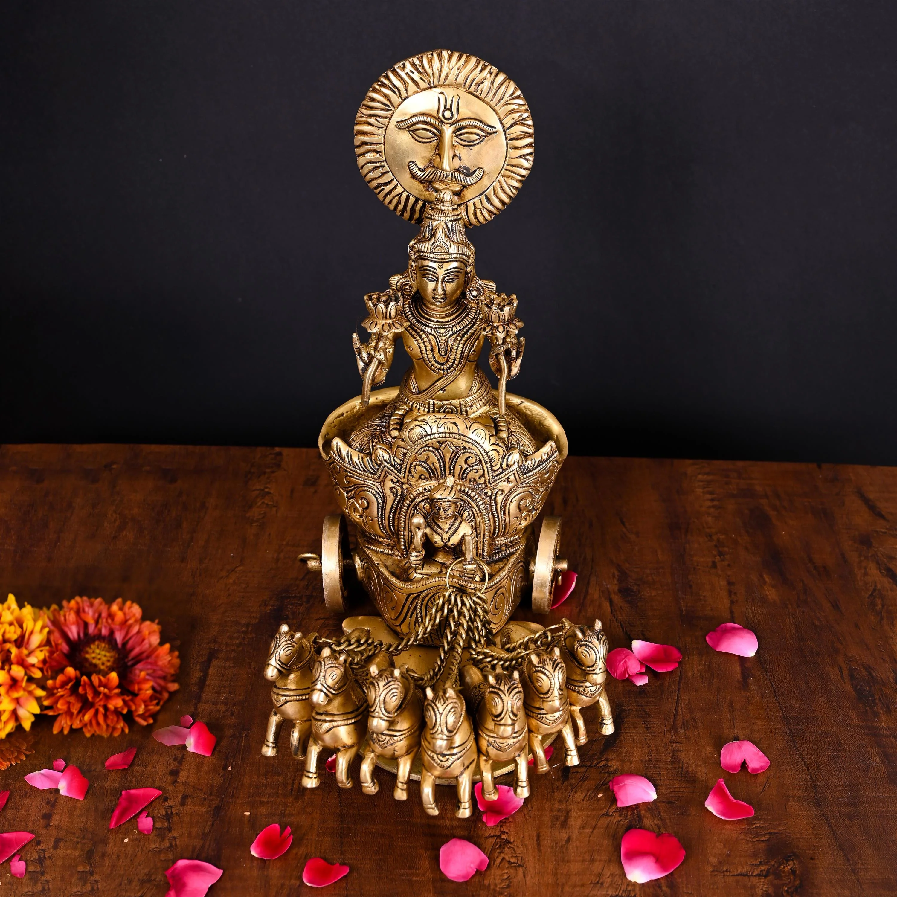 Brass Superfine Surya Rath Idol (12 Inch) - Image 3