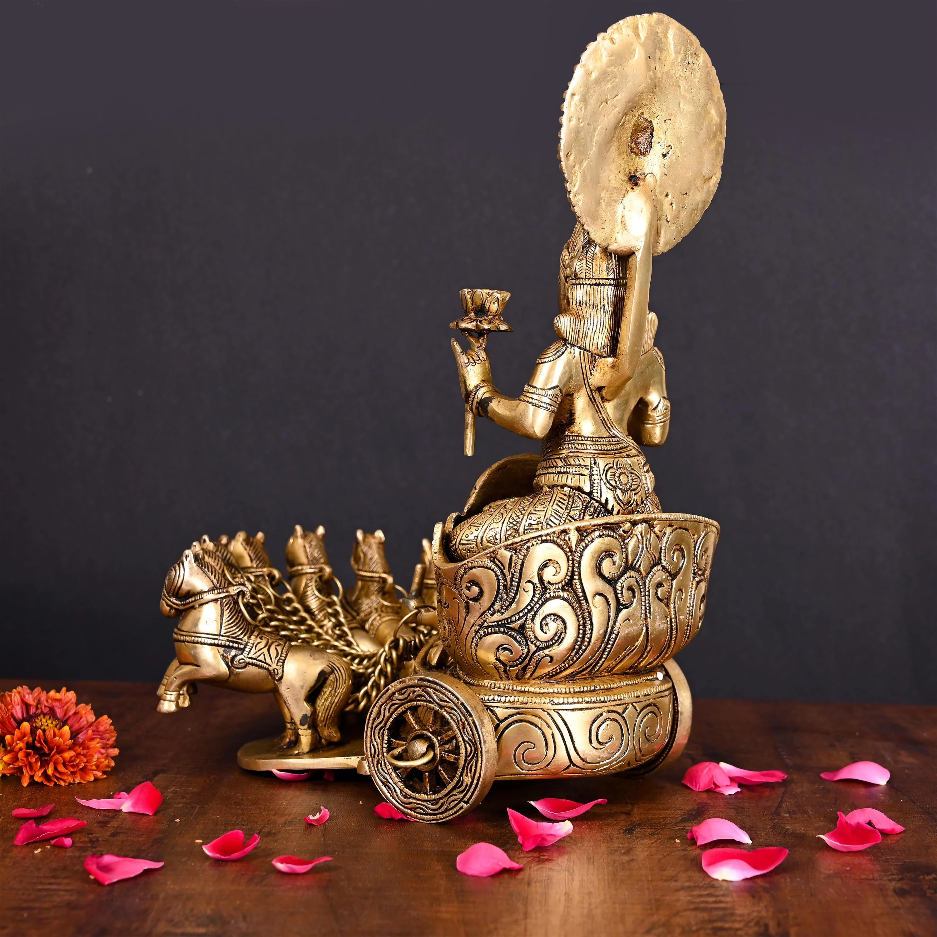 Brass Superfine Surya Rath Idol (12 Inch) - Image 4