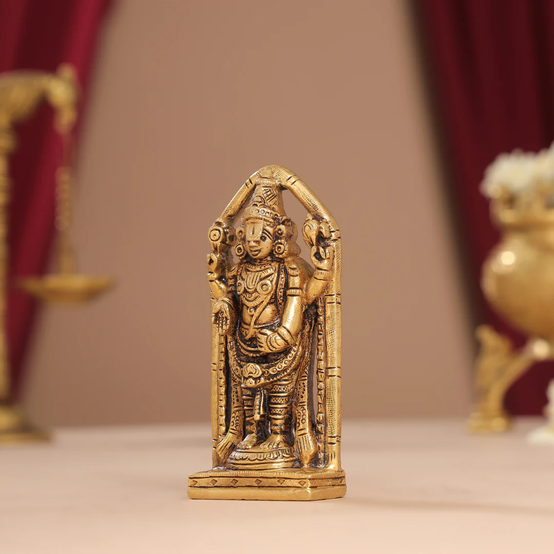 Brass Superfine Tirupati Balaji/Venkateshwar Idol (4 Inch) - Image 2