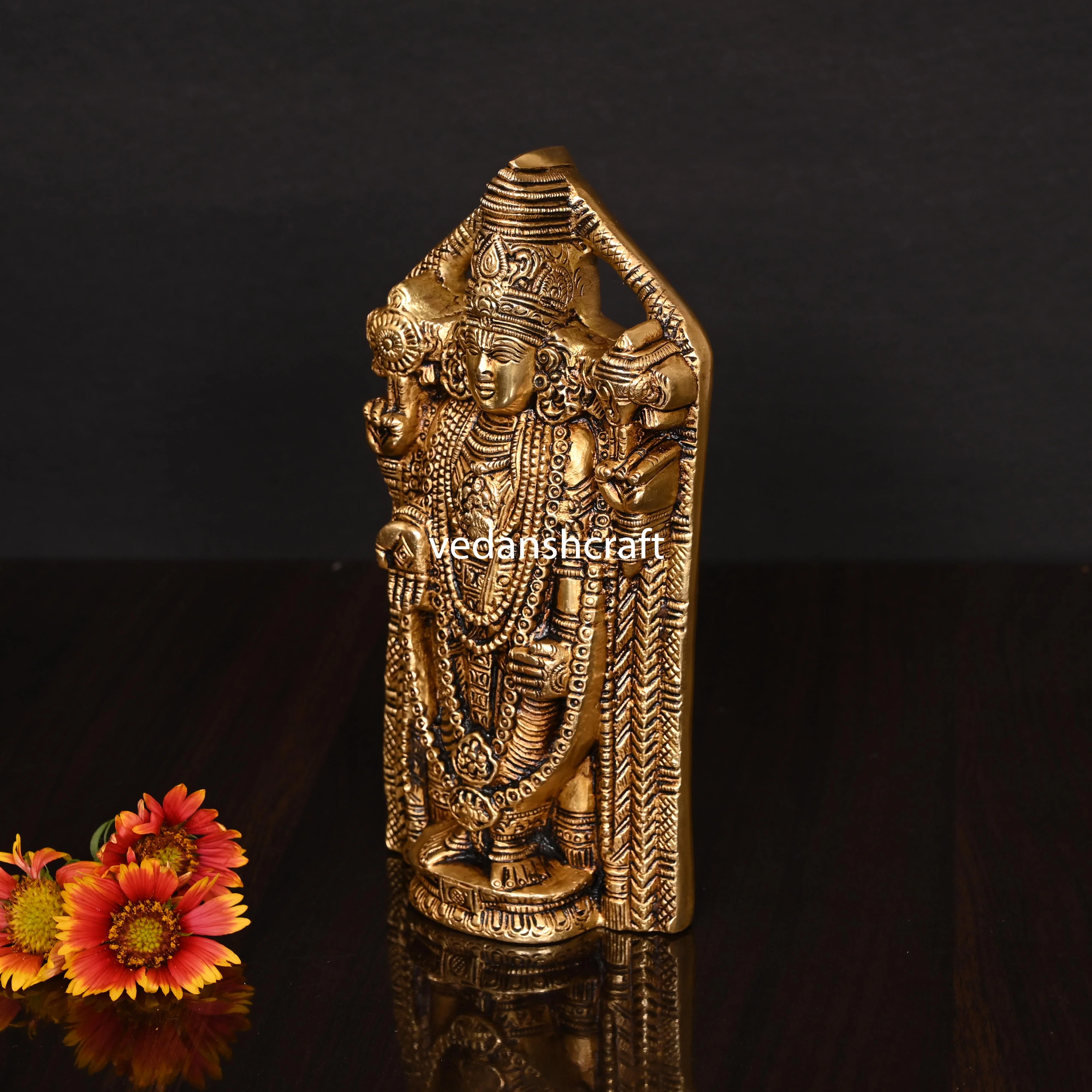 Brass Superfine Tirupati Balaji/Venkateshwar Idol Wall Hanging (7.5 Inch) - Image 3