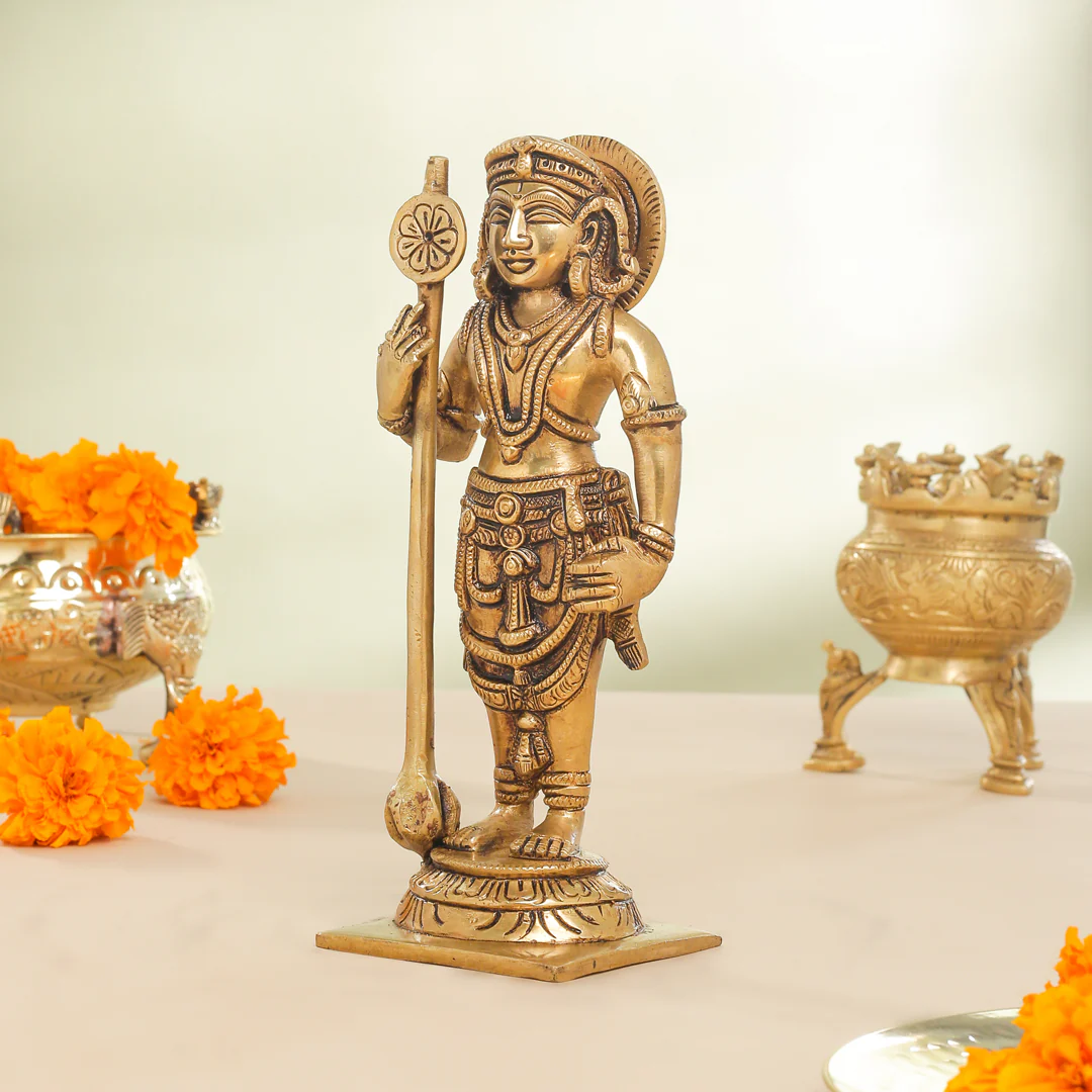Brass Superfine Udupi Standing Krishna Idol (9 Inch) - Image 2